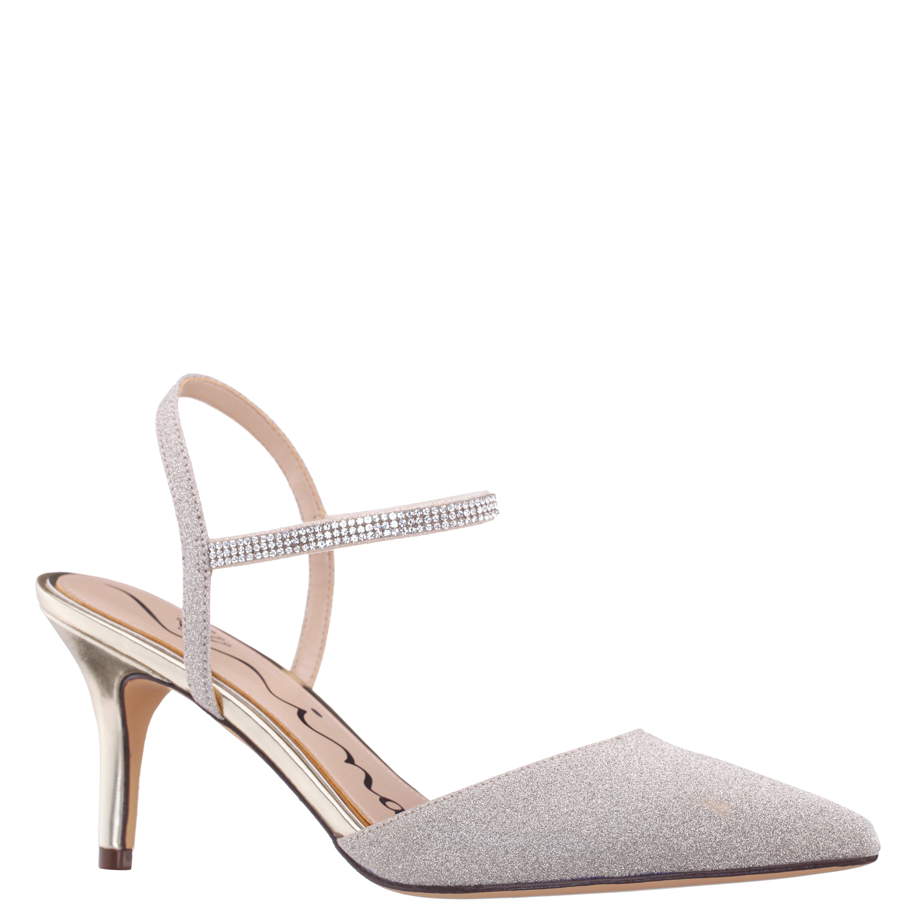 Womens Taisha Gold Sling Back Mid-Heel Dress Shoes | Nina Shoes