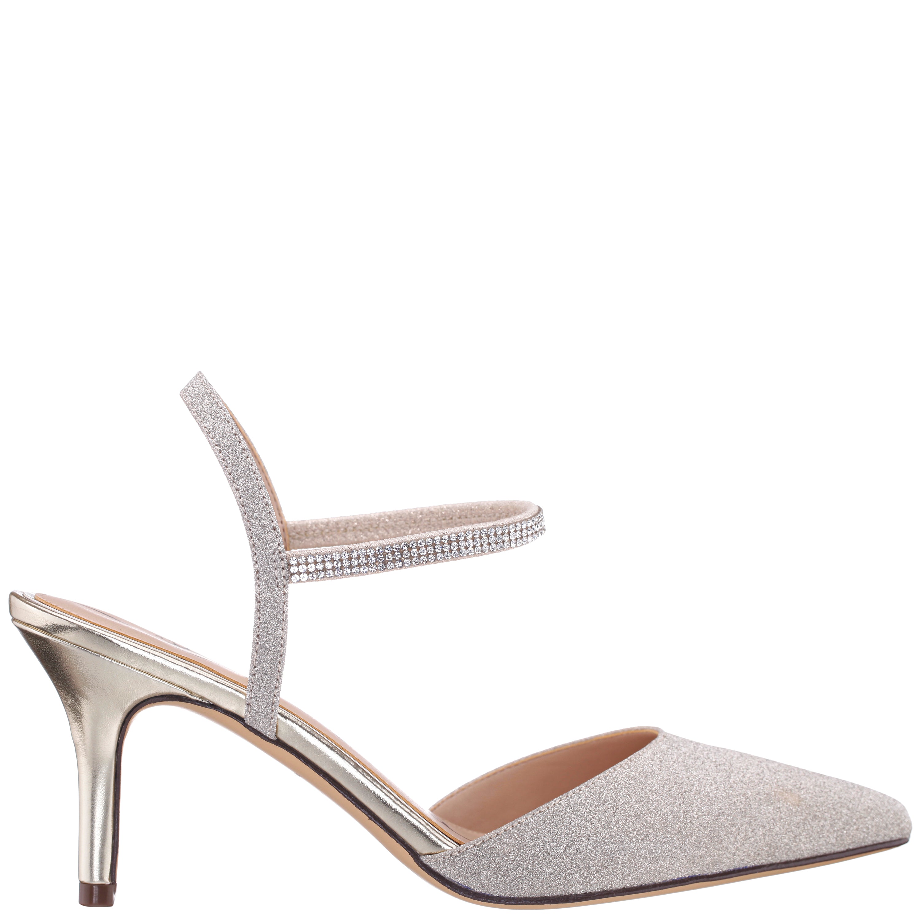 Womens Taisha Gold Sling Back Mid-Heel Dress Shoes | Nina Shoes