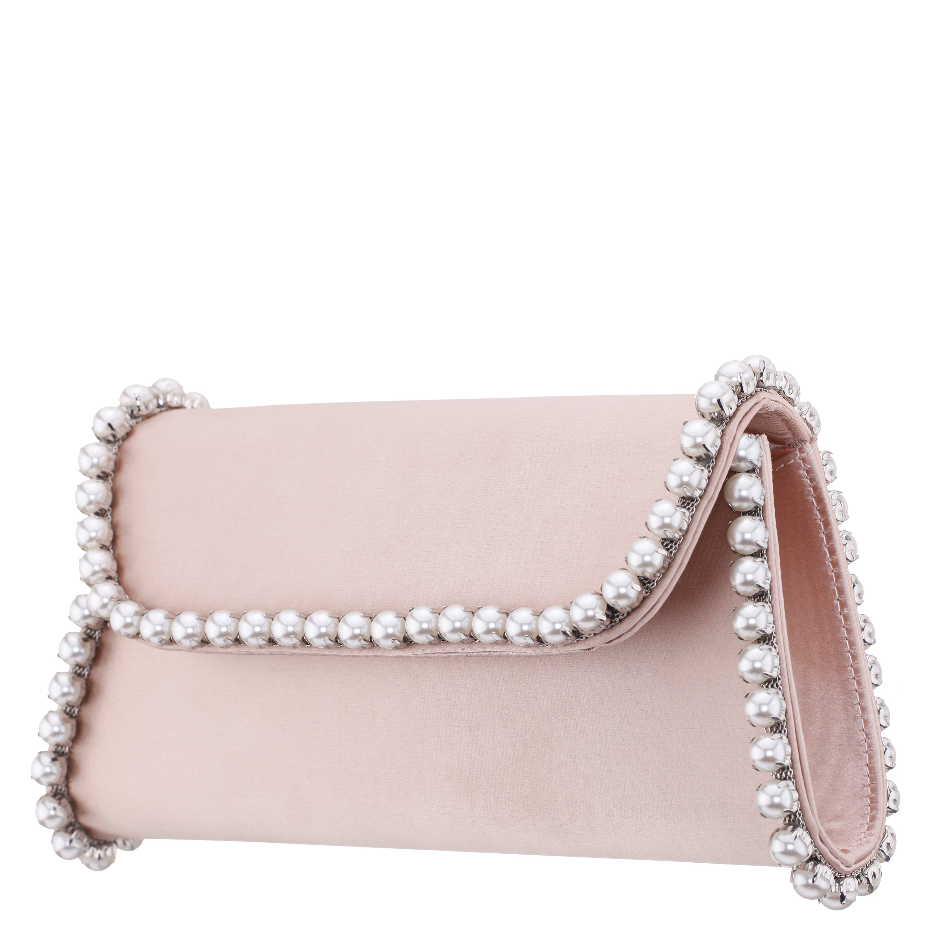 Womens Trysta Pearl Rose Pearl Trim Trapezoid Flap Bag | Nina Shoes