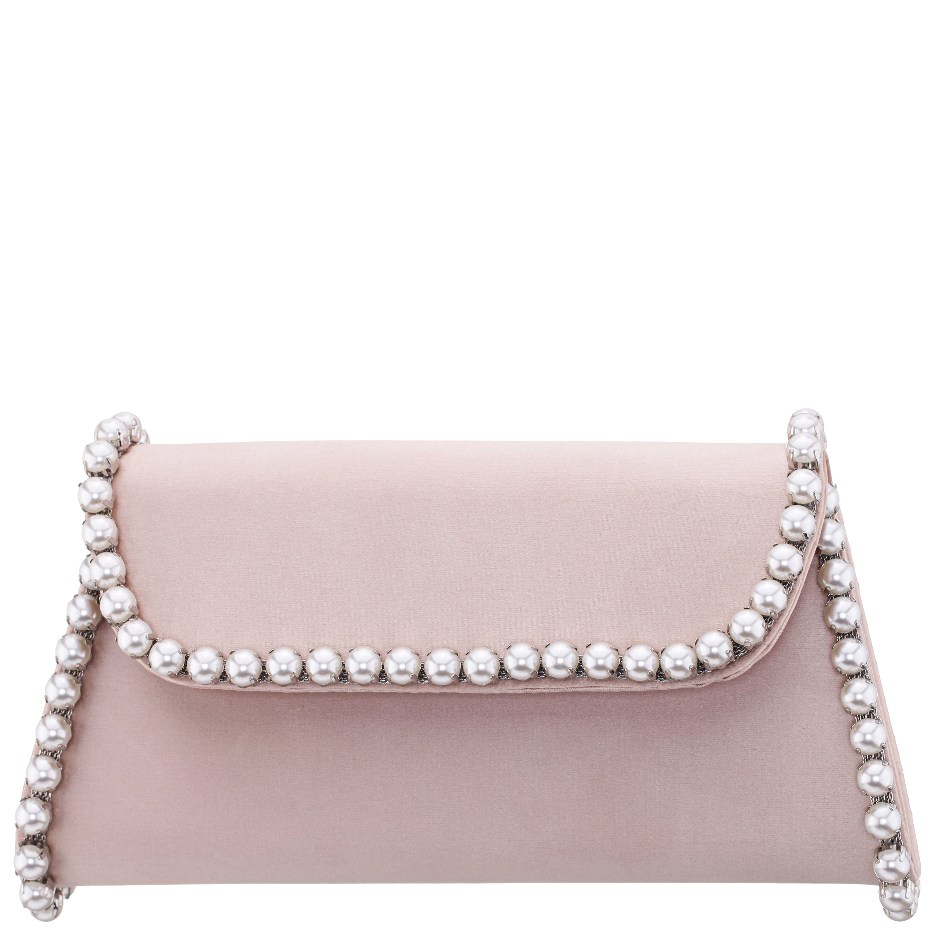 Womens Trysta Pearl Rose Pearl Trim Trapezoid Flap Bag | Nina Shoes