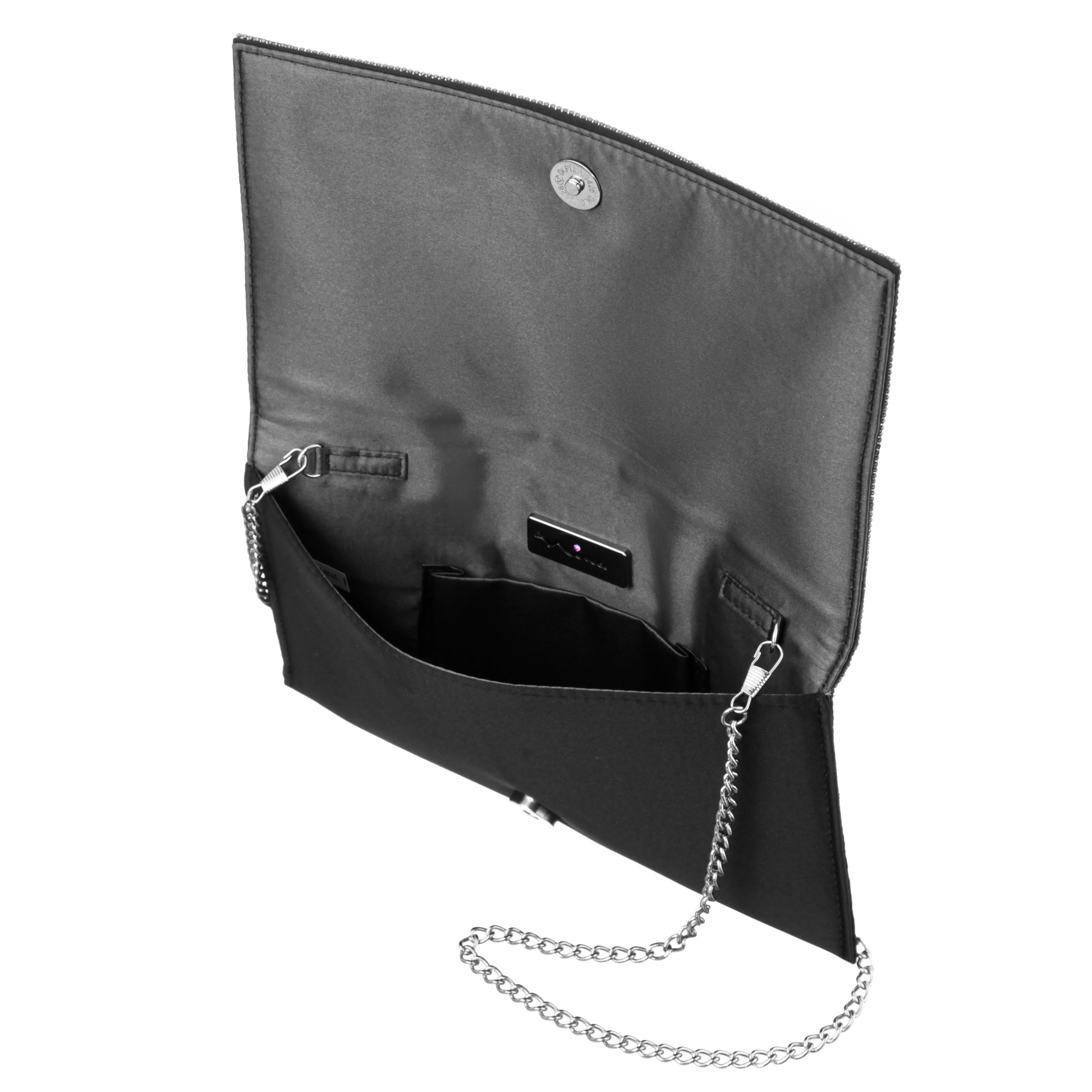 バッグ tinkle Womens Twinkle Black Glass Crystal / Satin Foldover Clutch | Nina
