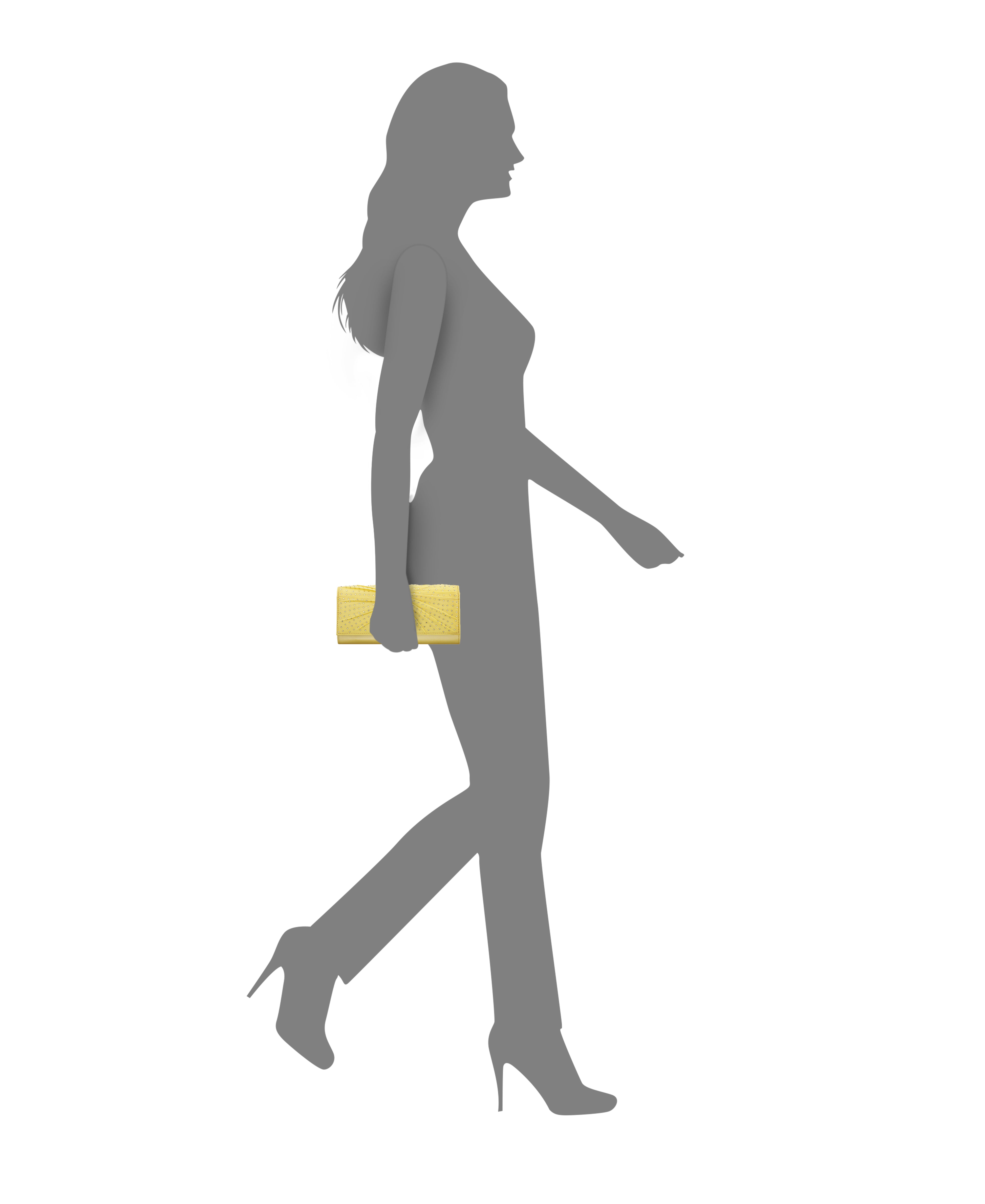 Womens Unique Yellow Satin / Chiffon / Glass Crystal Foldover