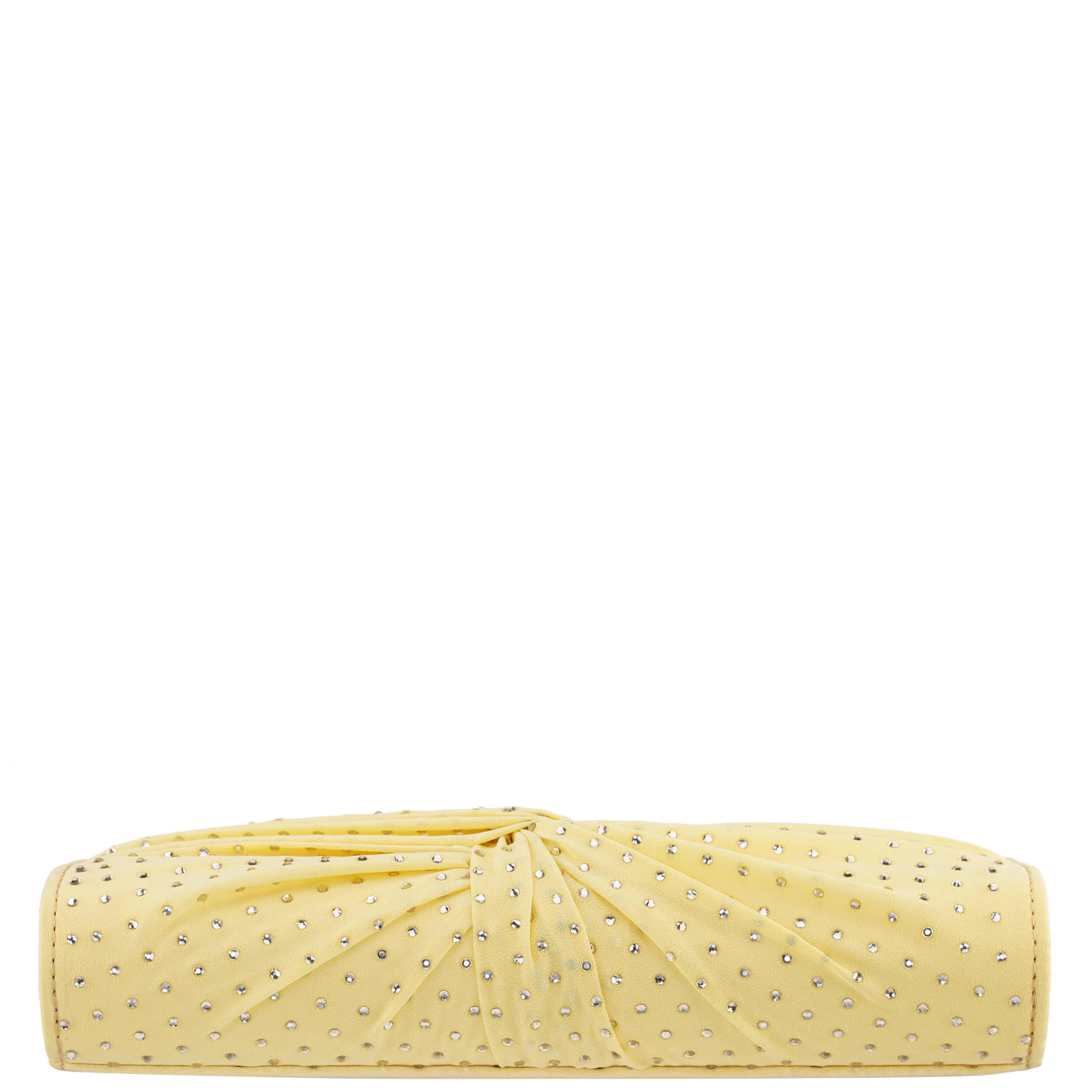Womens Unique Yellow Satin / Chiffon / Glass Crystal Foldover