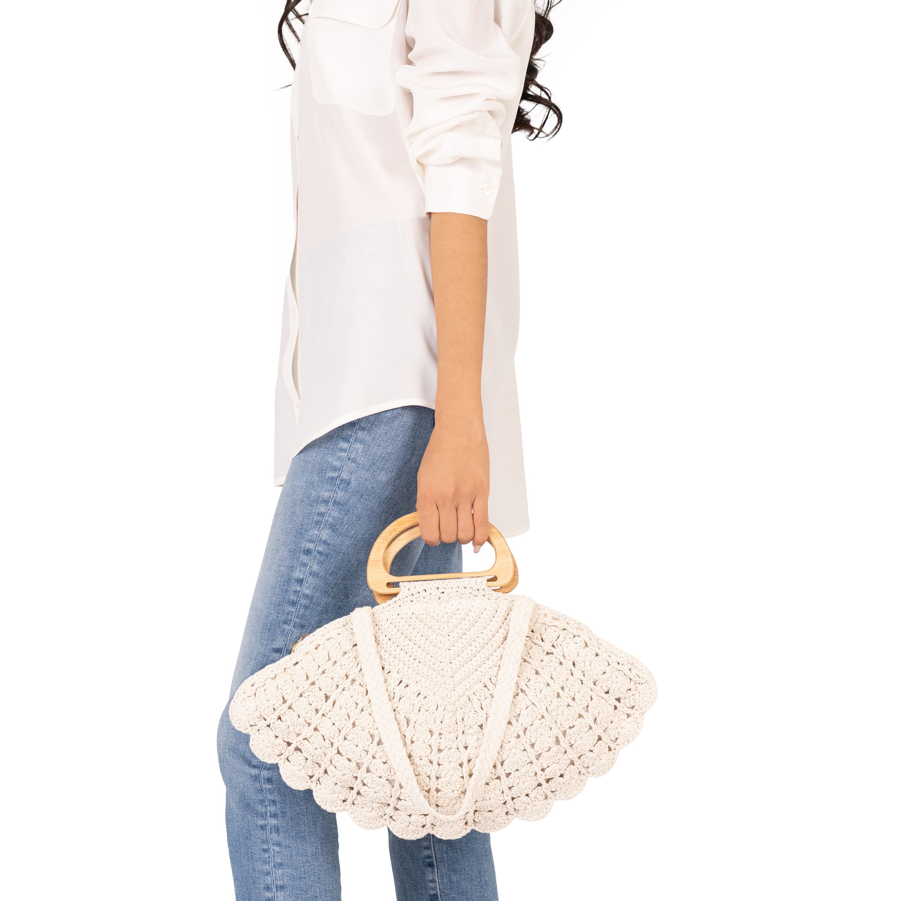 Womens Unity Beige Metallic Linen PU Handle Bag | Nina Shoes