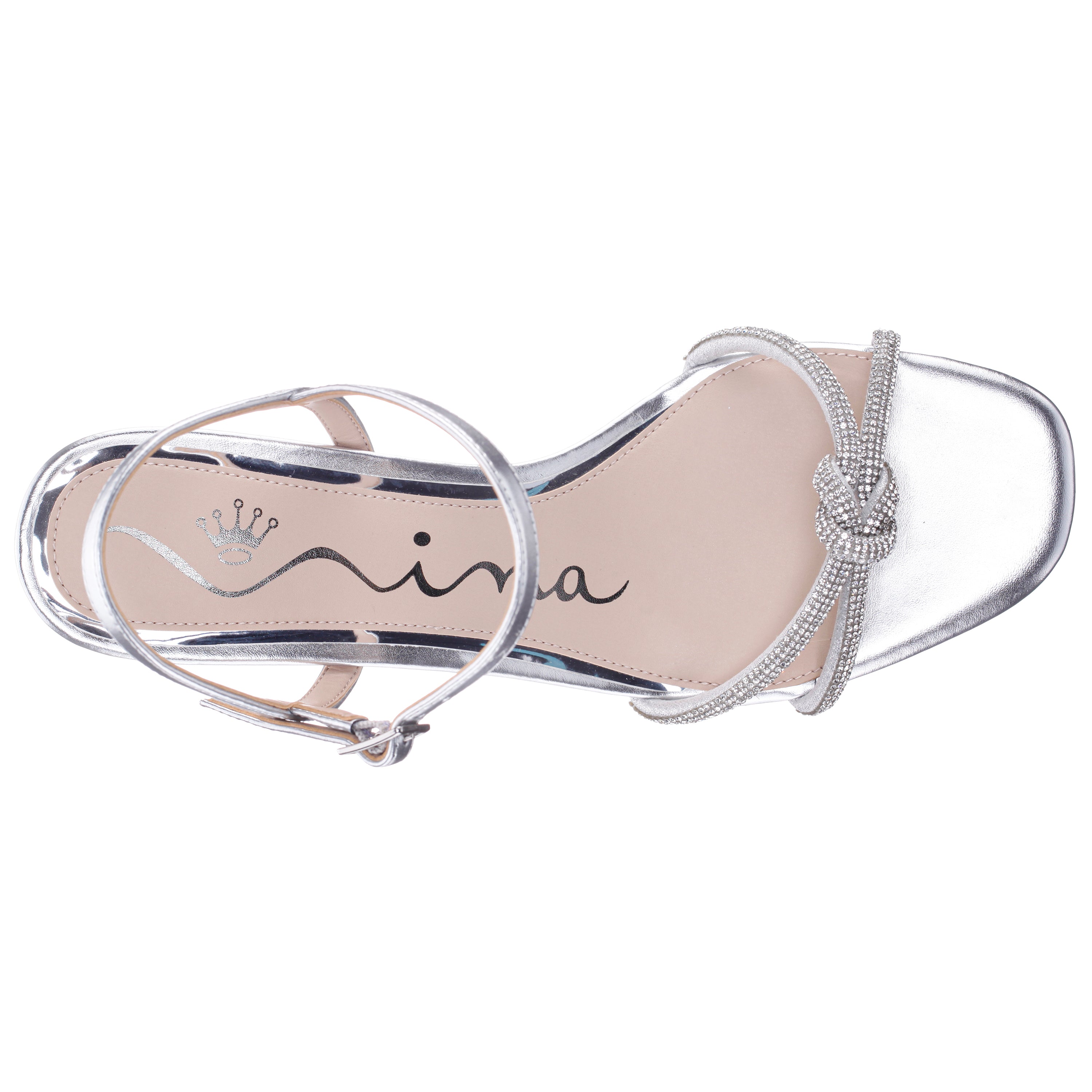 Womens Valeria Silver Glaze with Clear Rhinestone Knot on a Demi
