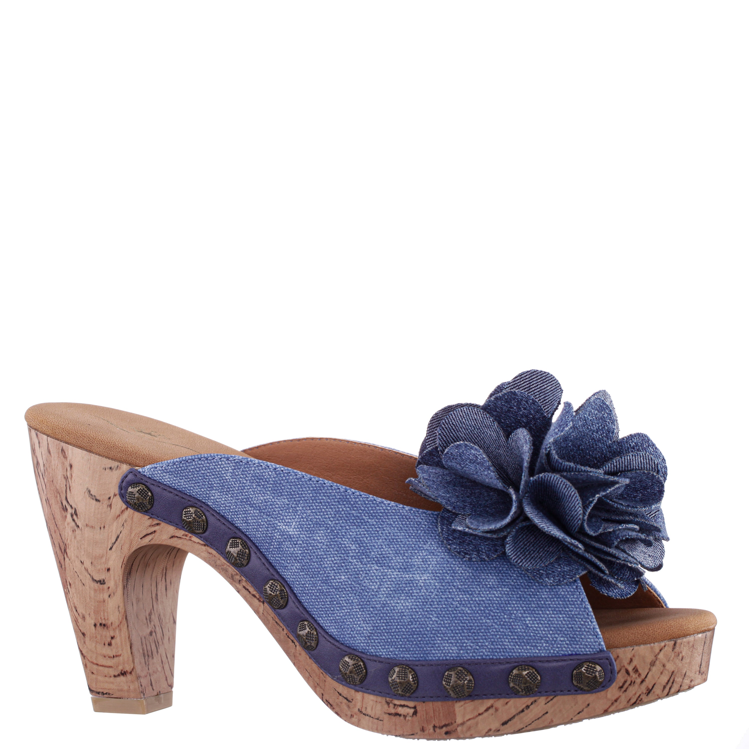 Womens Veneto Blue Slip On High-Heel Platform Sandals | Nina Shoes