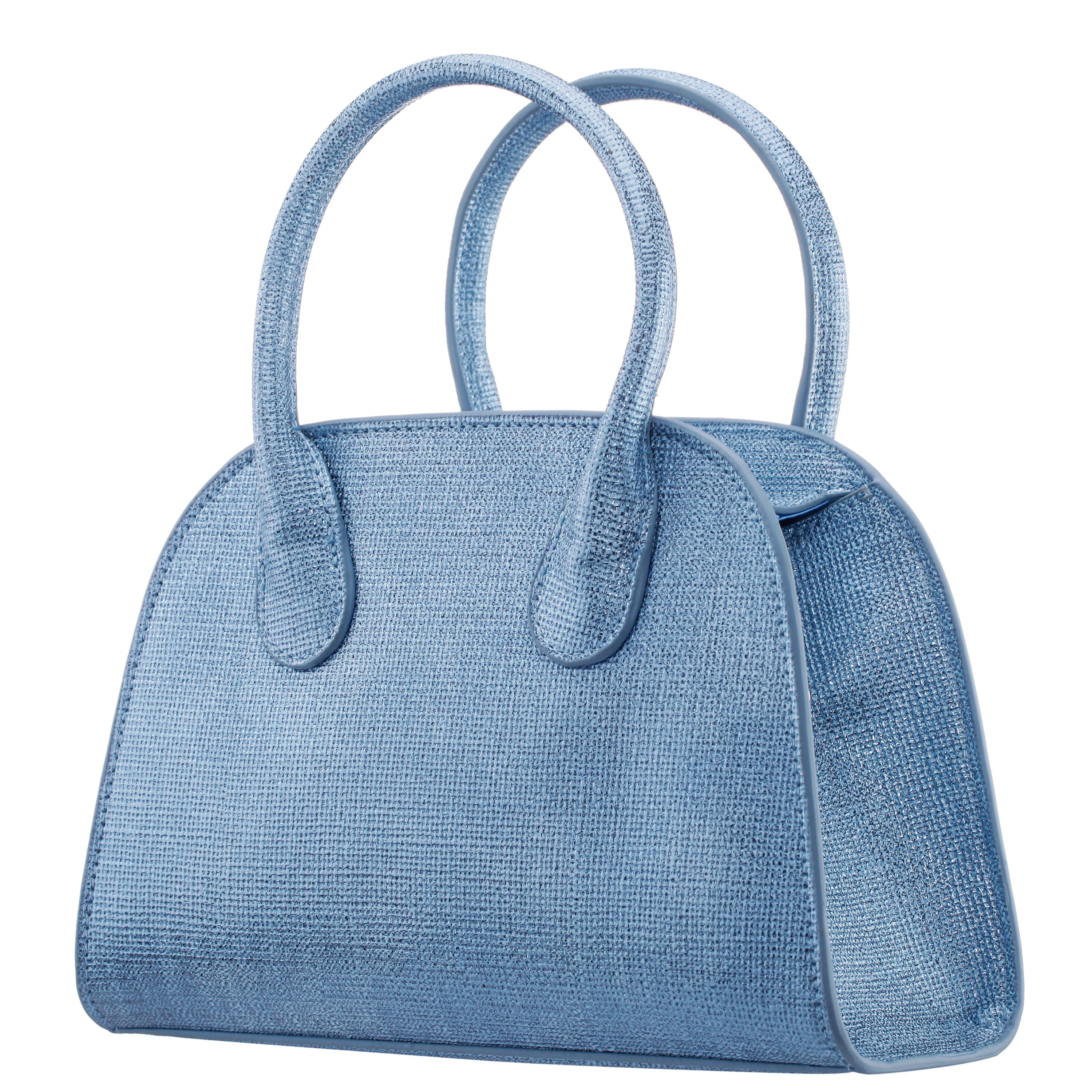 Womens Yorke Blue Metallic Linen PU Handle Bag | Nina Shoes