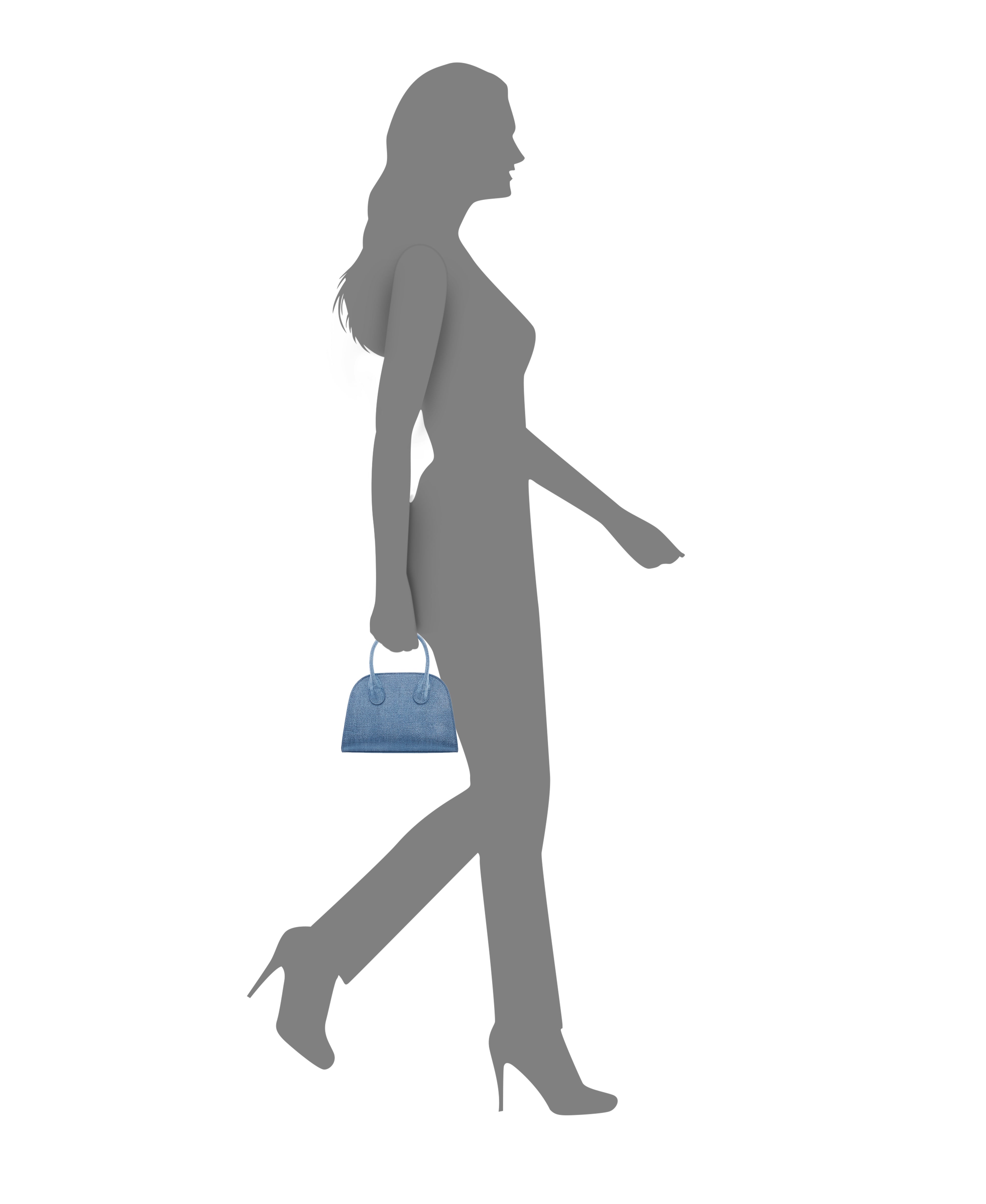 Womens Yorke Blue Metallic Linen PU Handle Bag | Nina Shoes