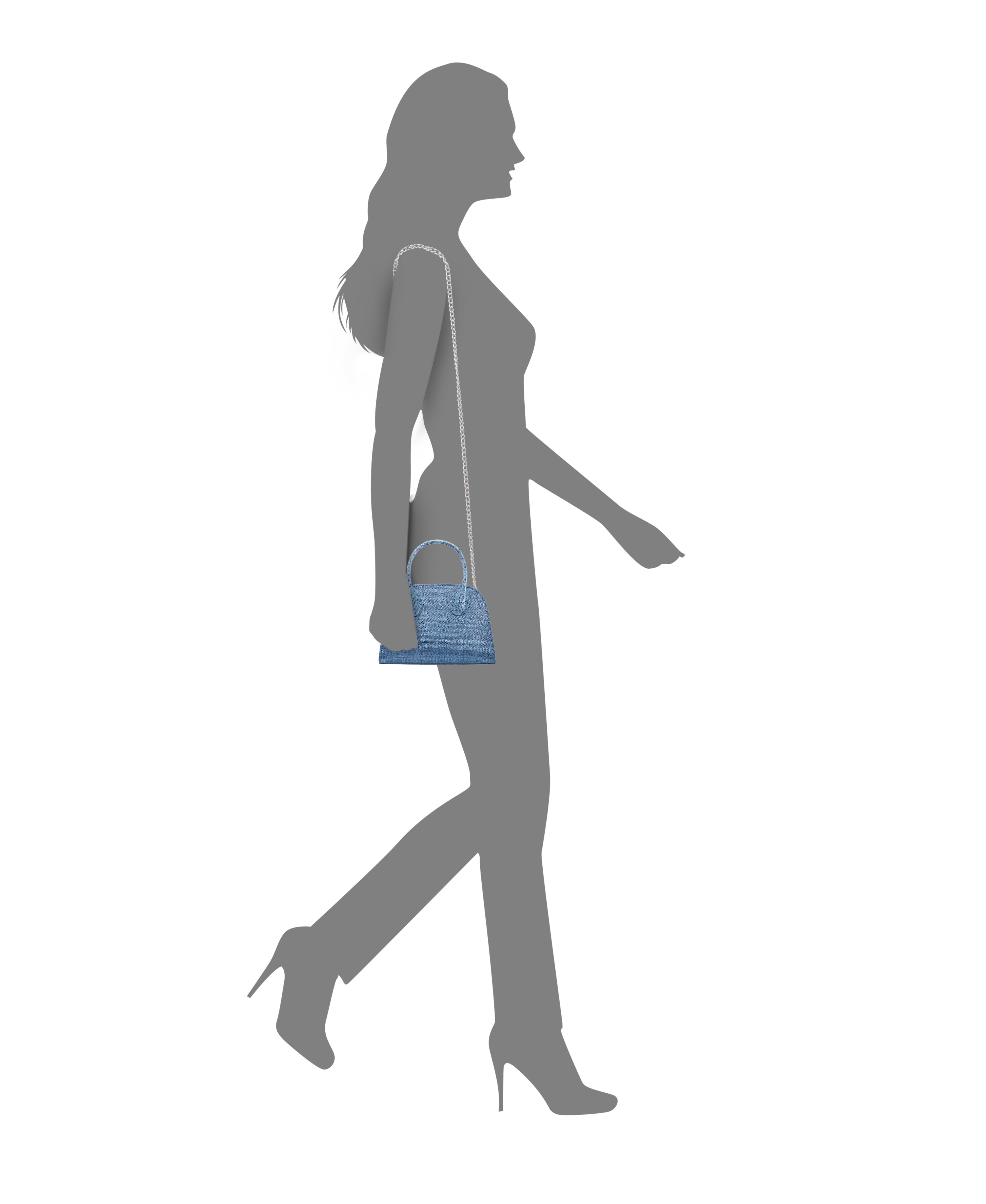 Womens Yorke Blue Metallic Linen PU Handle Bag | Nina Shoes