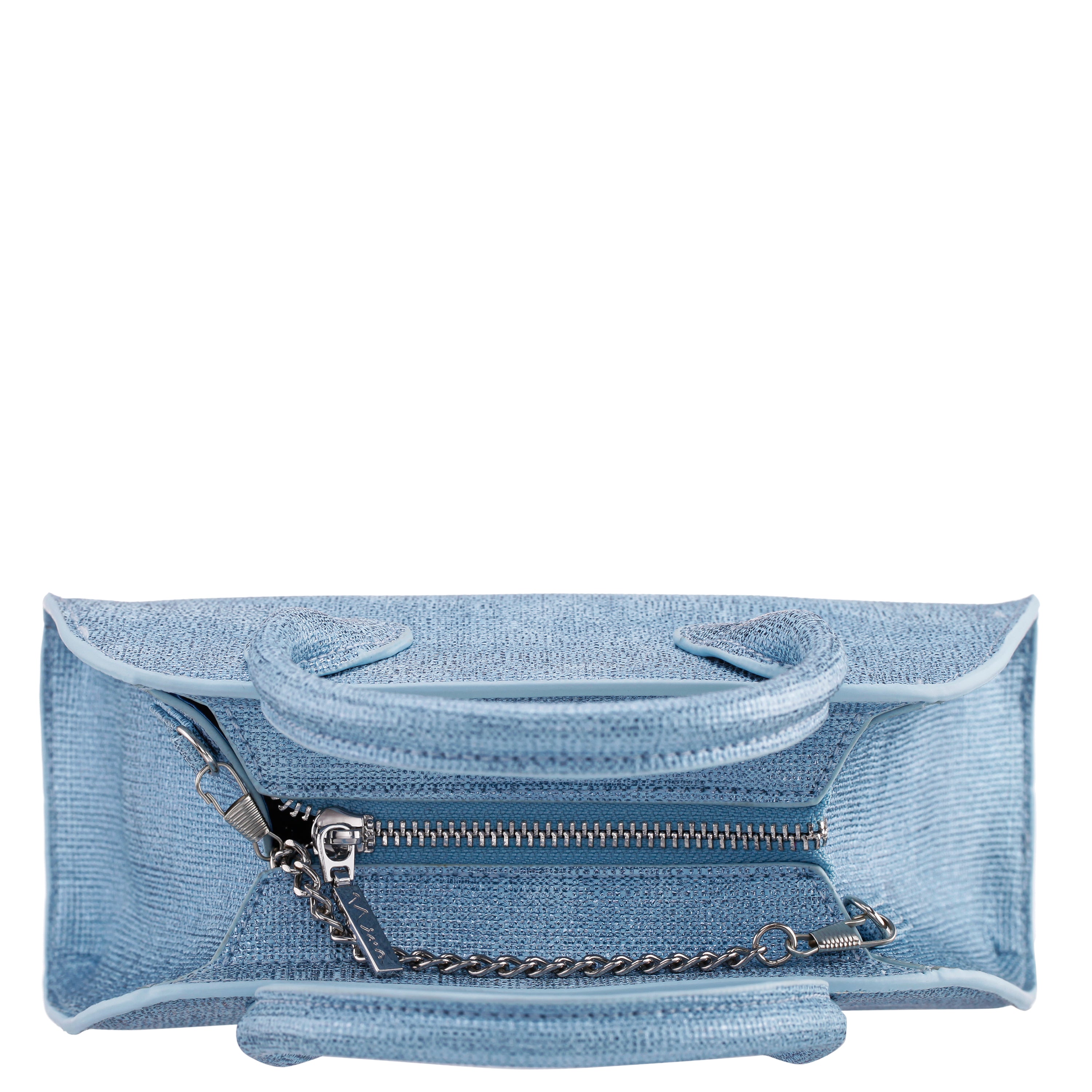 Womens Yorke Blue Metallic Linen PU Handle Bag | Nina Shoes