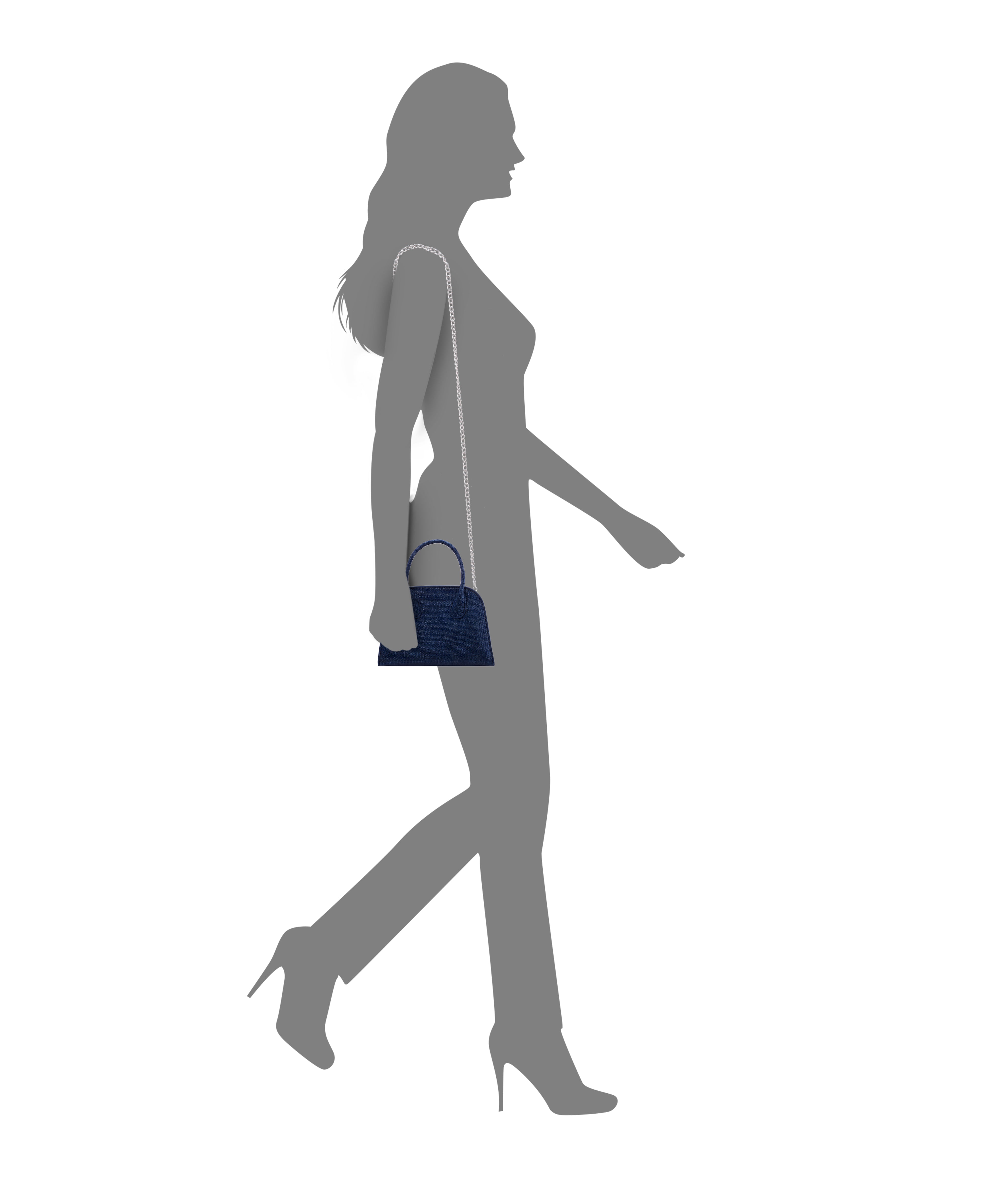Womens Yorke Blue Metallic Linen PU Handle Bag | Nina Shoes