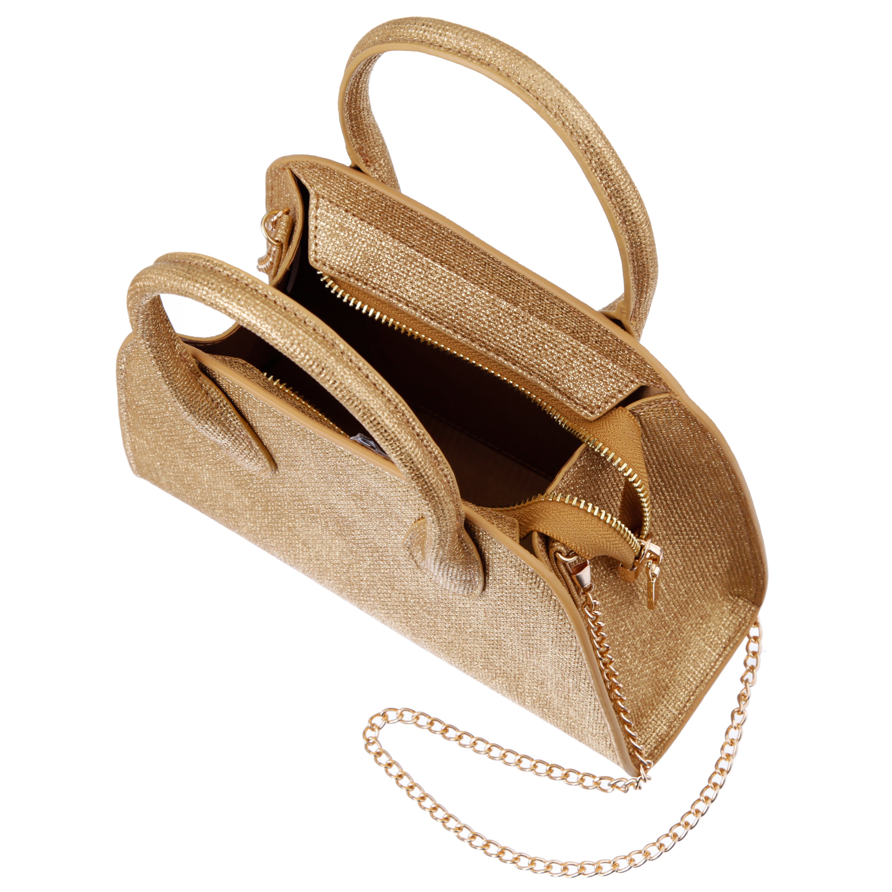 Womens Yorke Pure Gold Metallic Linen PU Handle Bag | Nina Shoes
