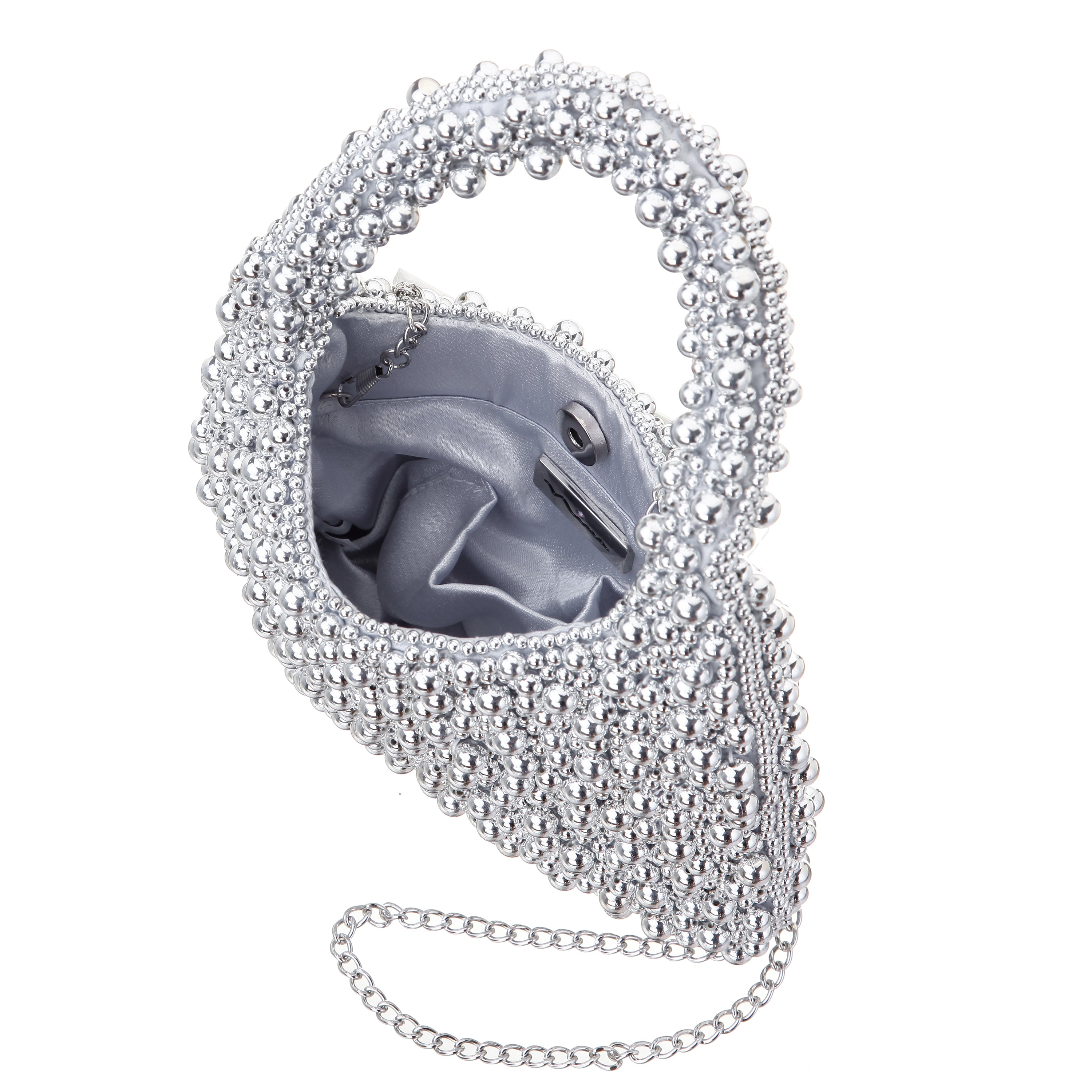 Womens Zariah Silver Plastic Beads Hobo Bag | Nina Shoes