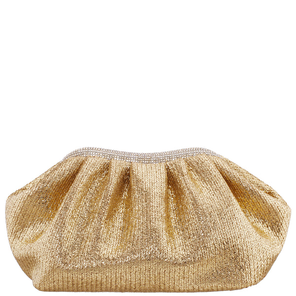 Womens Zayla Gold Metallic Straw Frame Clutch | Nina Shoes