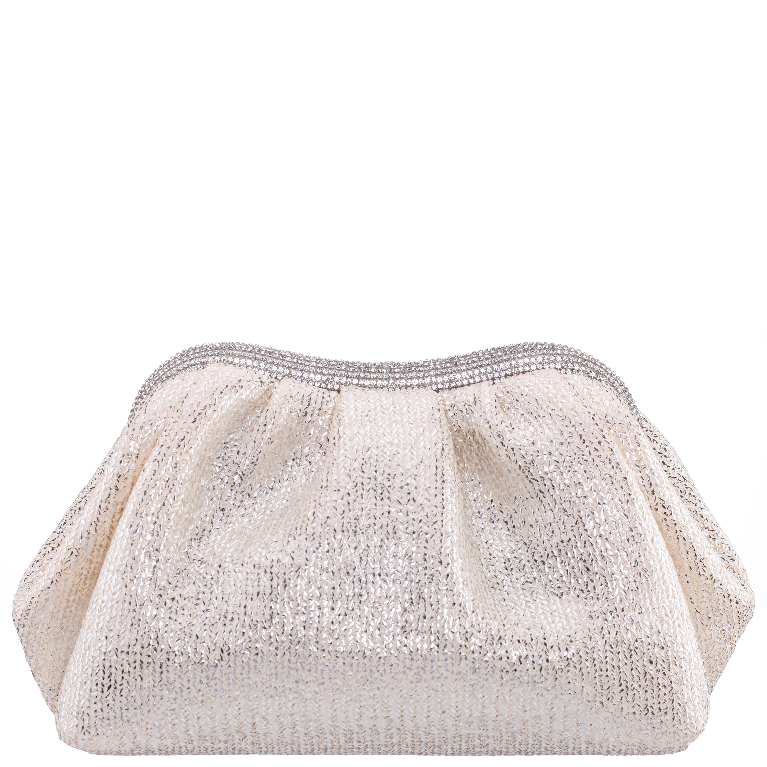 Womens Zayla Silver Metallic Straw Frame Clutch | Nina Shoes