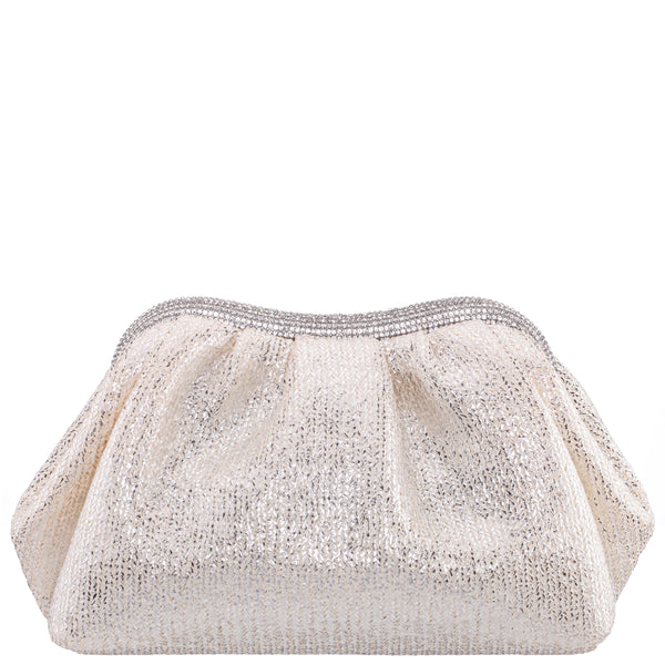 Womens Zayla Silver Metallic Straw Frame Clutch | Nina Shoes