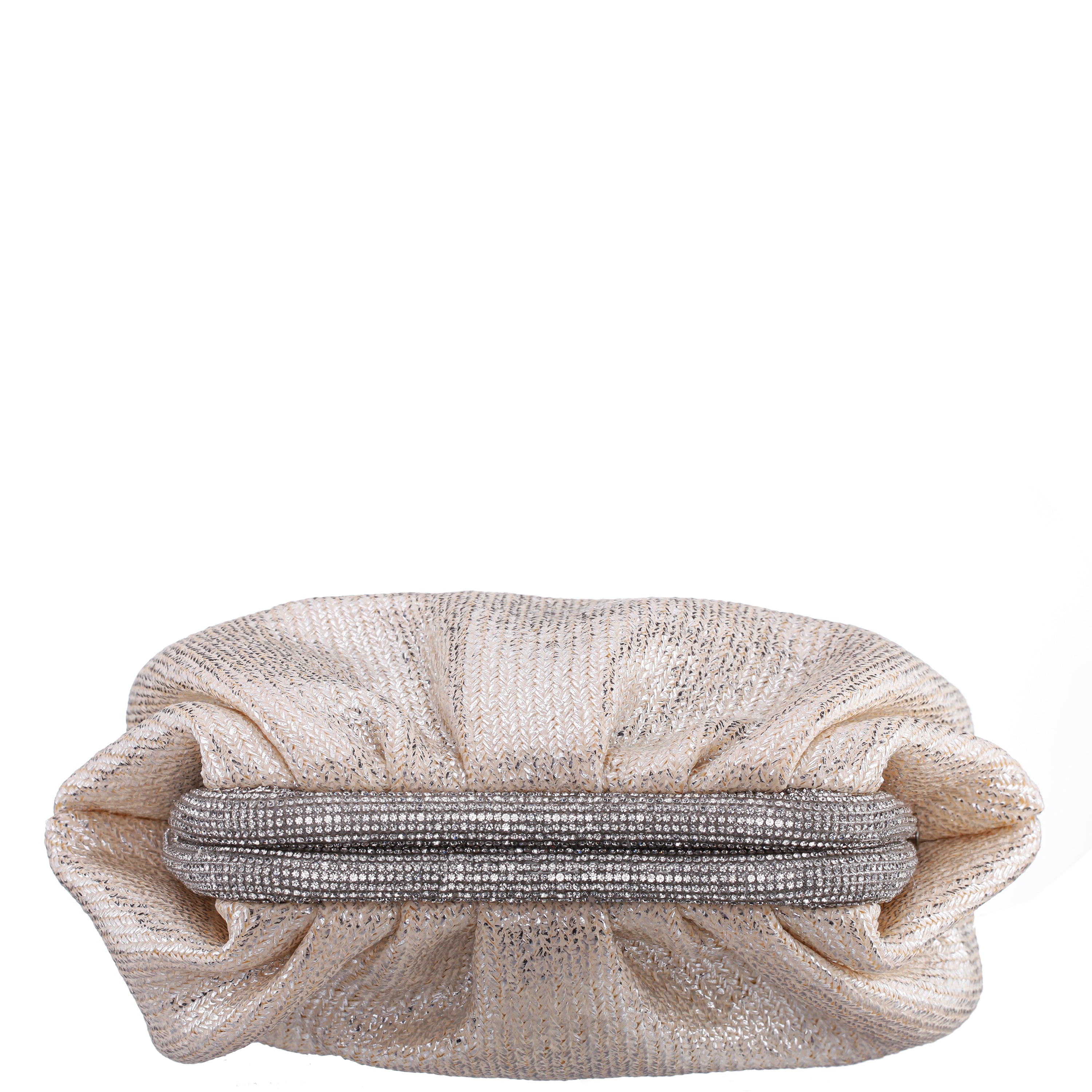 Womens Zayla Silver Metallic Straw Frame Clutch | Nina Shoes
