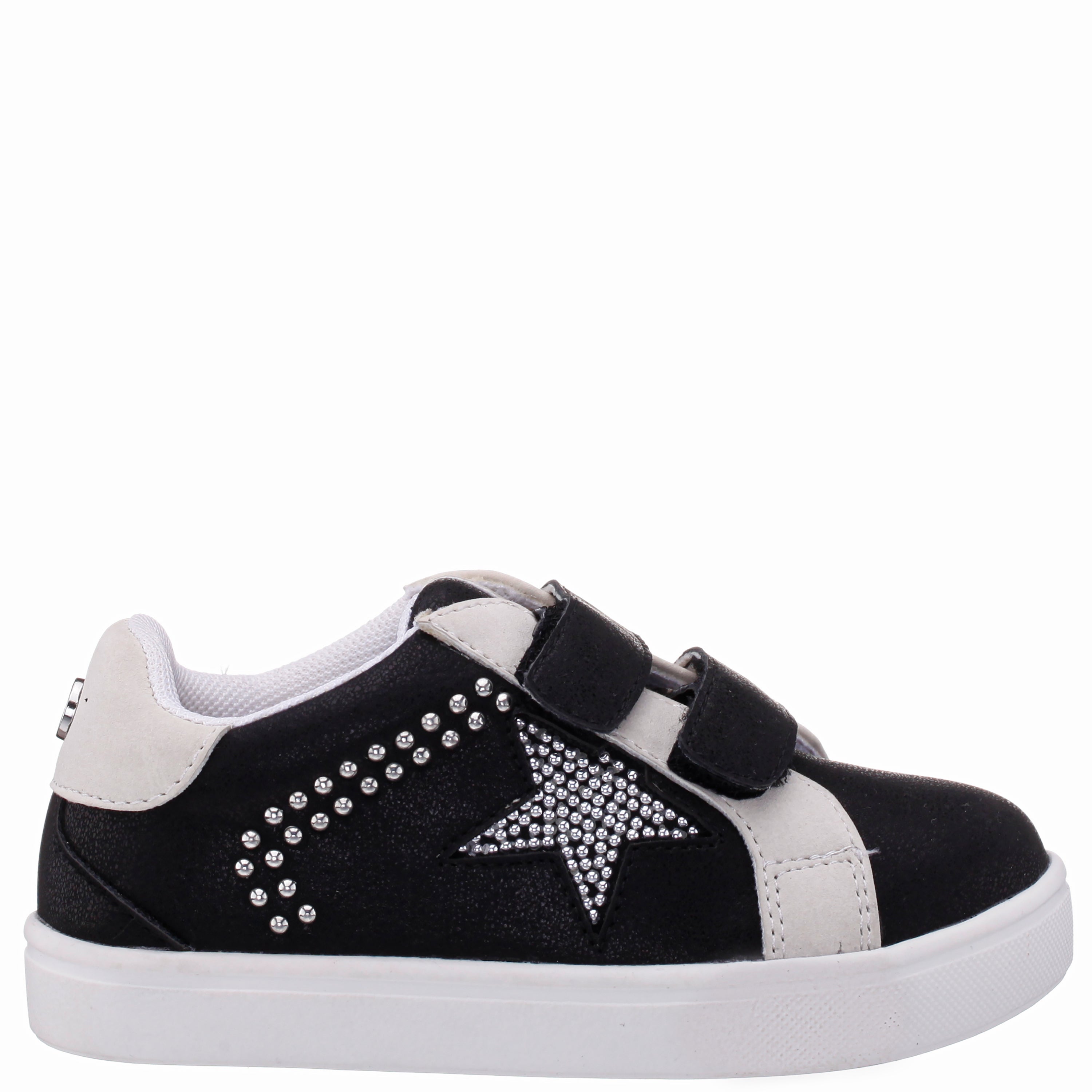 Girls Zicky Black velcro star studded sneakers | Nina Shoes