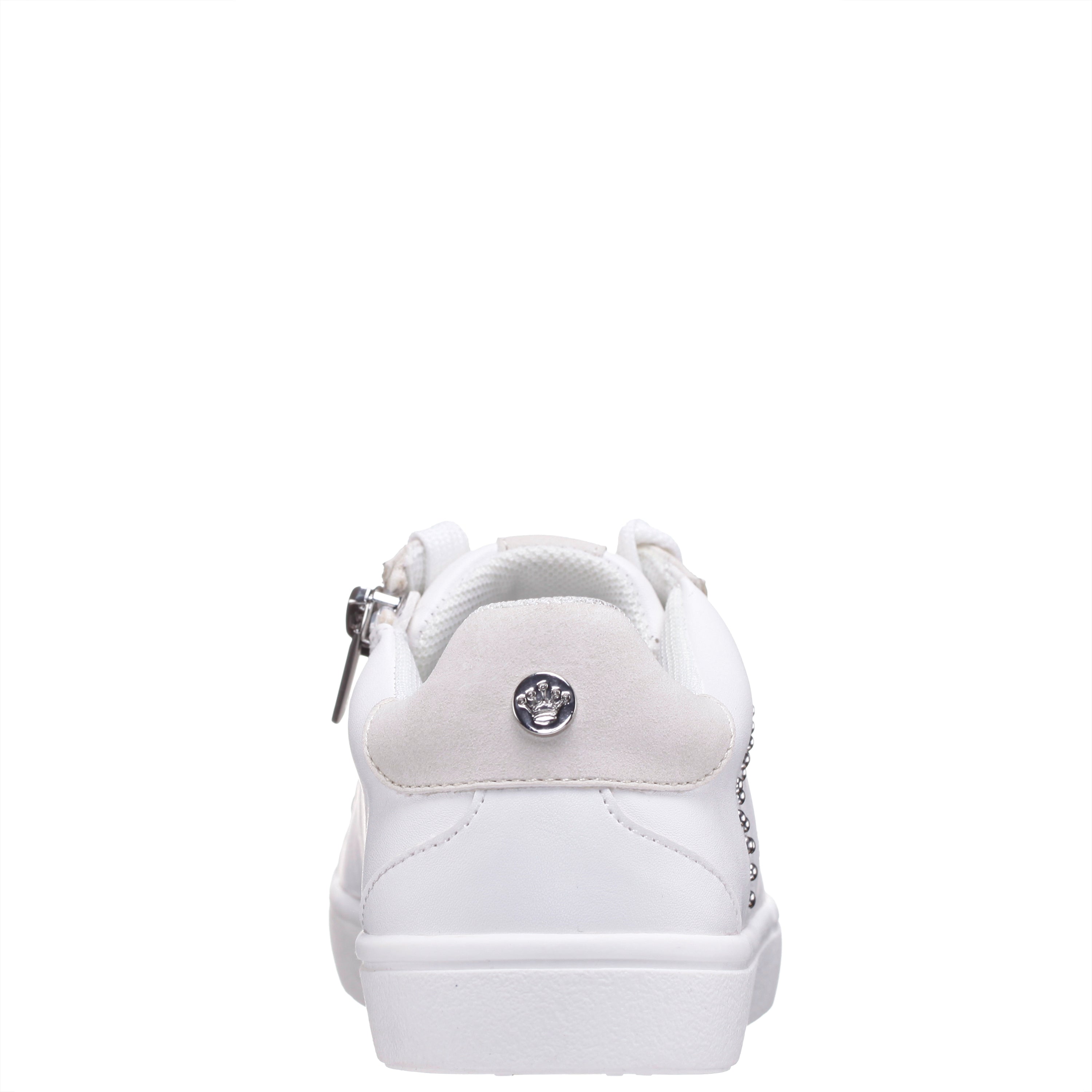 Girls Zicky White lace up star studded sneakers | Nina Shoes