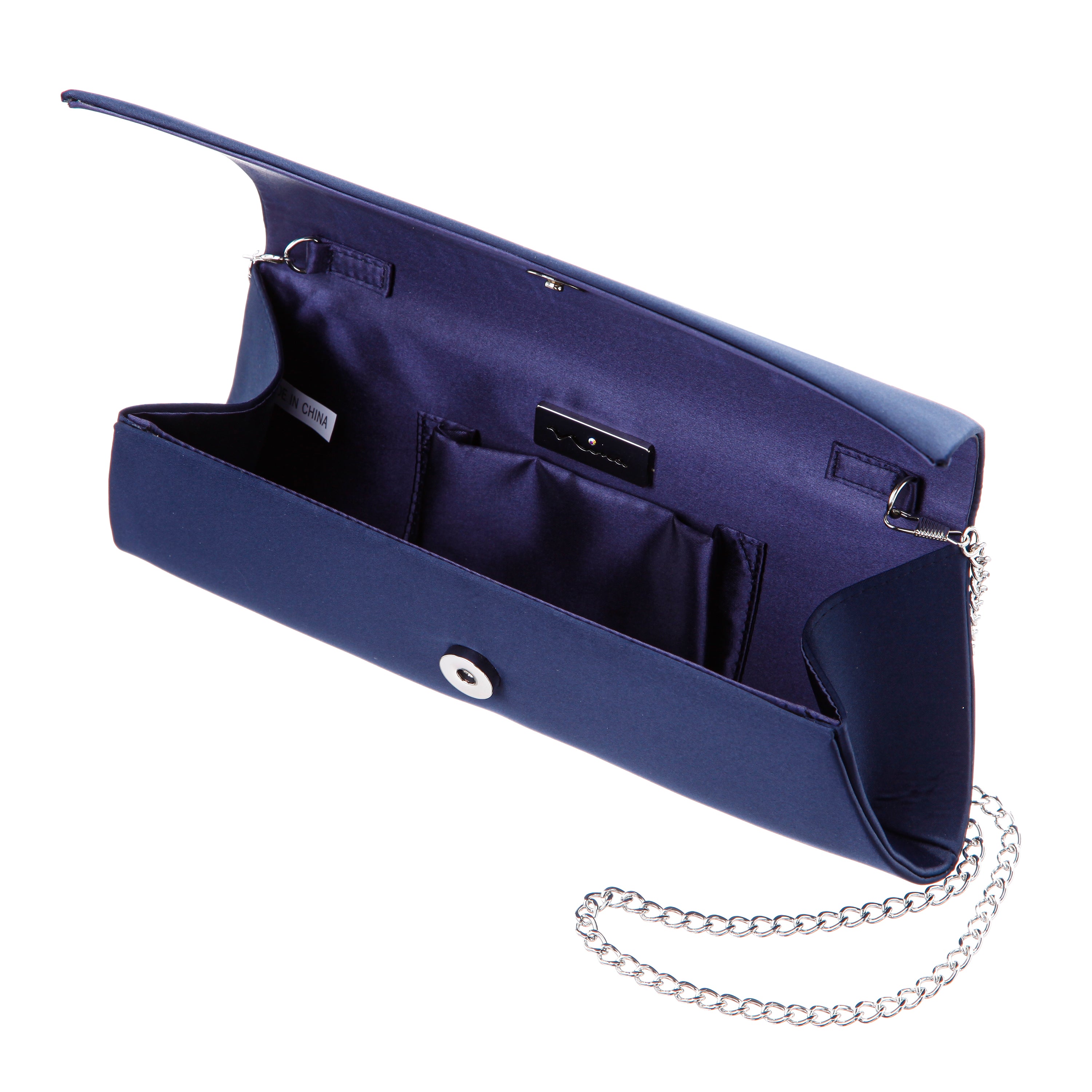 ZO Bags ネイビー Womens Zoey-Z Blue Satin Clutch Bag | Nina Shoes