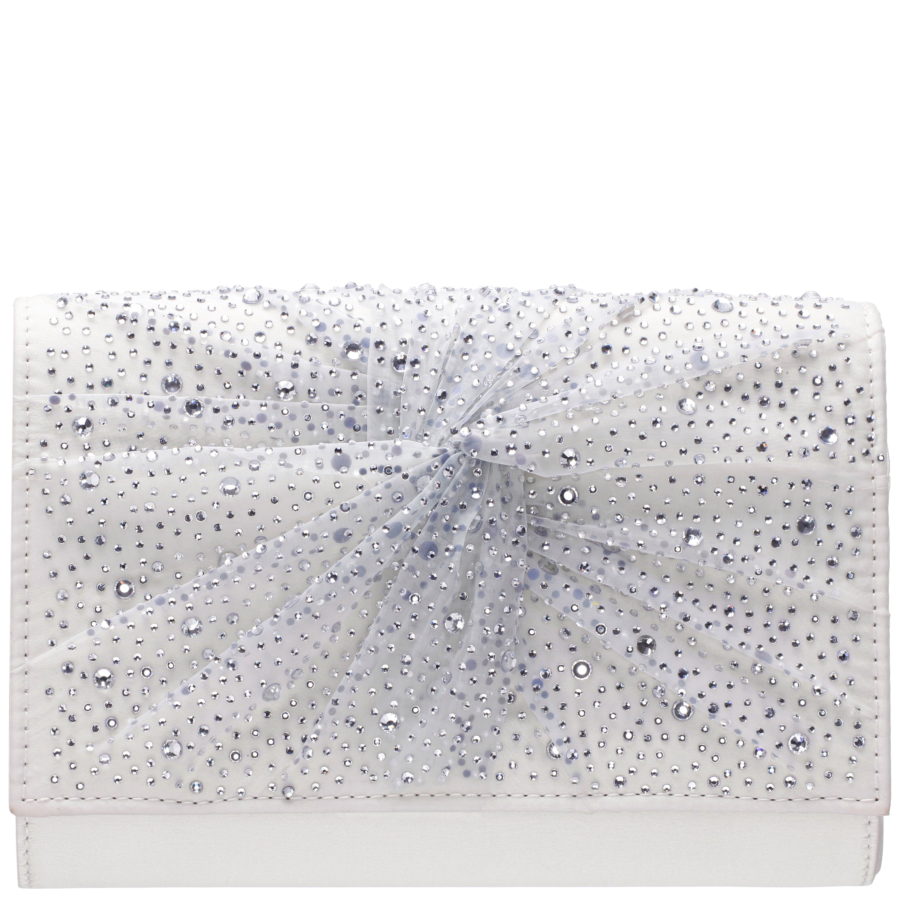 ジュリアーナ Womens Zoria Beige Chiffon/Satin/Glass Crystal Clutch | Nina Shoes