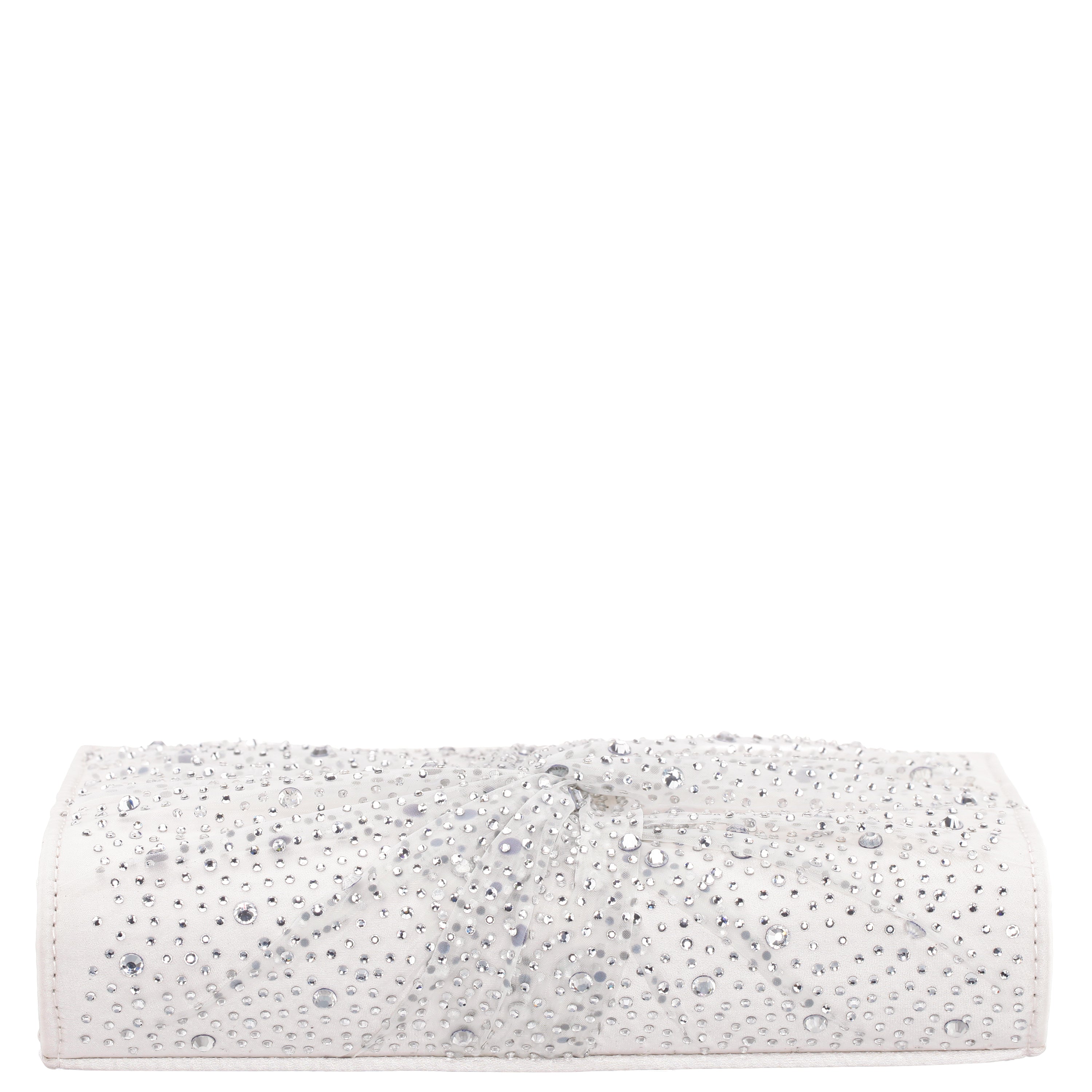 ニコ Womens Zoria Beige Chiffon/Satin/Glass Crystal Clutch | Nina Shoes