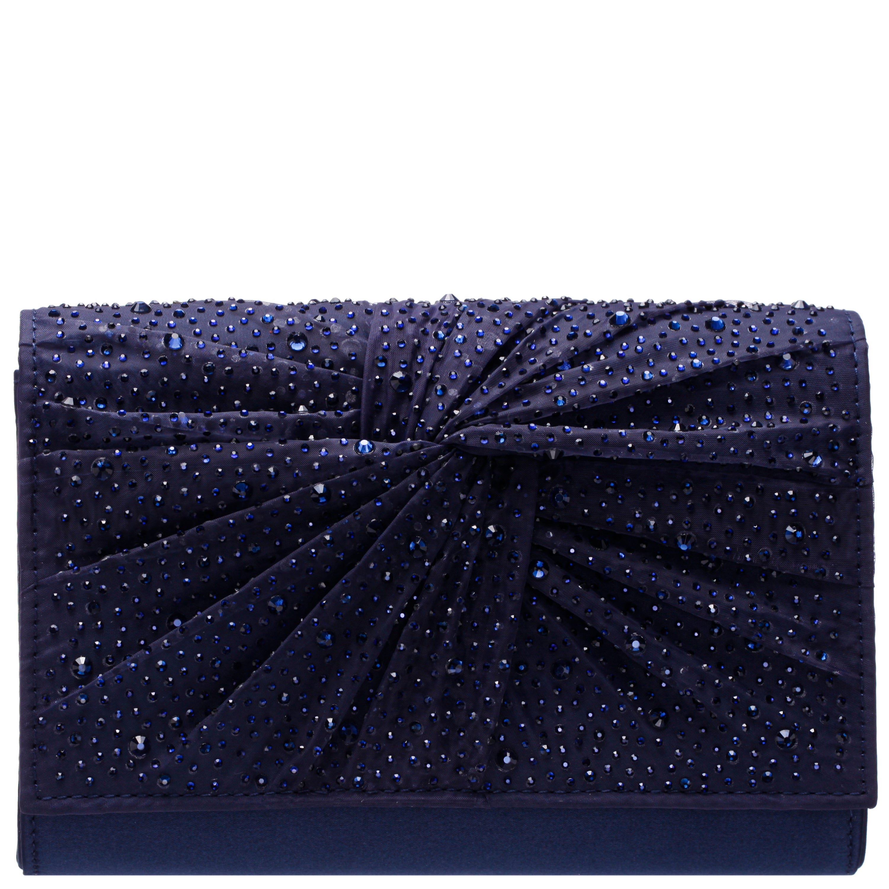 Womens Zoria Blue Chiffon/Satin/Glass Crystal Clutch | Nina Shoes