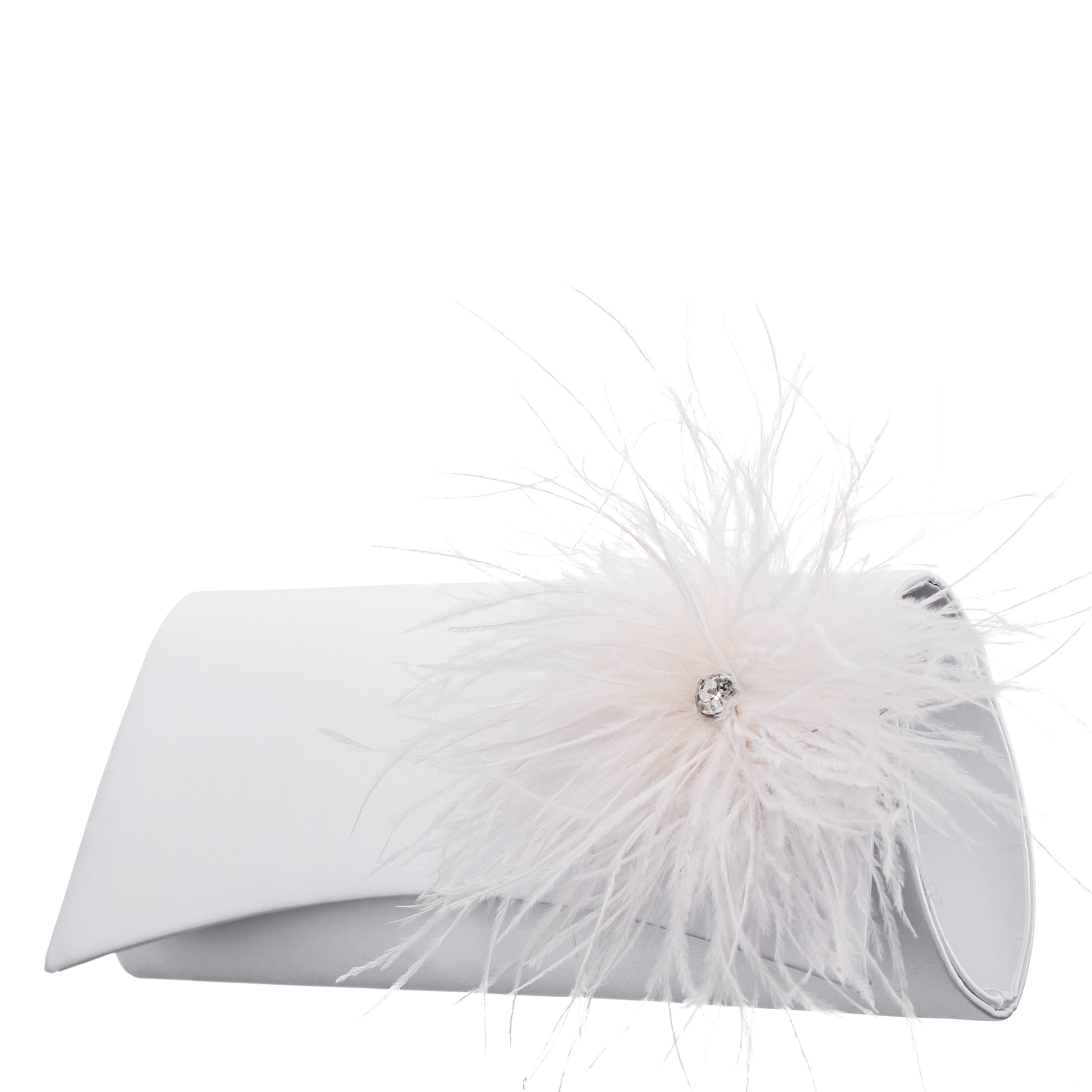 Womens Zosia White Satin Foldover Clutch | Nina Shoes