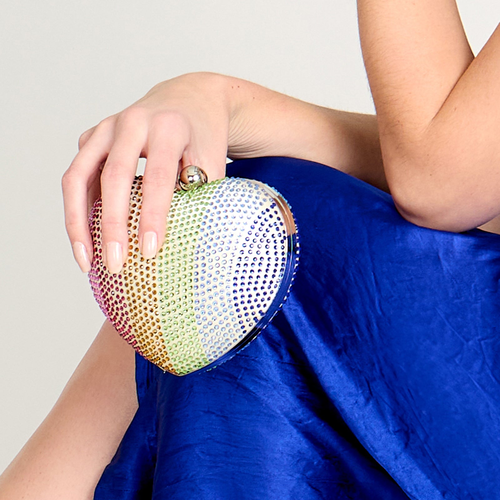 Womens Amorie Rainbow Crystal Heart-Shaped Minaudiere | Nina Shoes