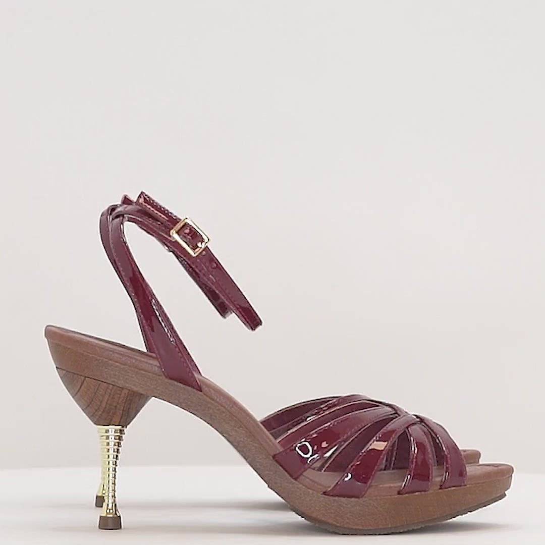 Womens Remi Red Ankle Strap High-Heel Platform Sandals