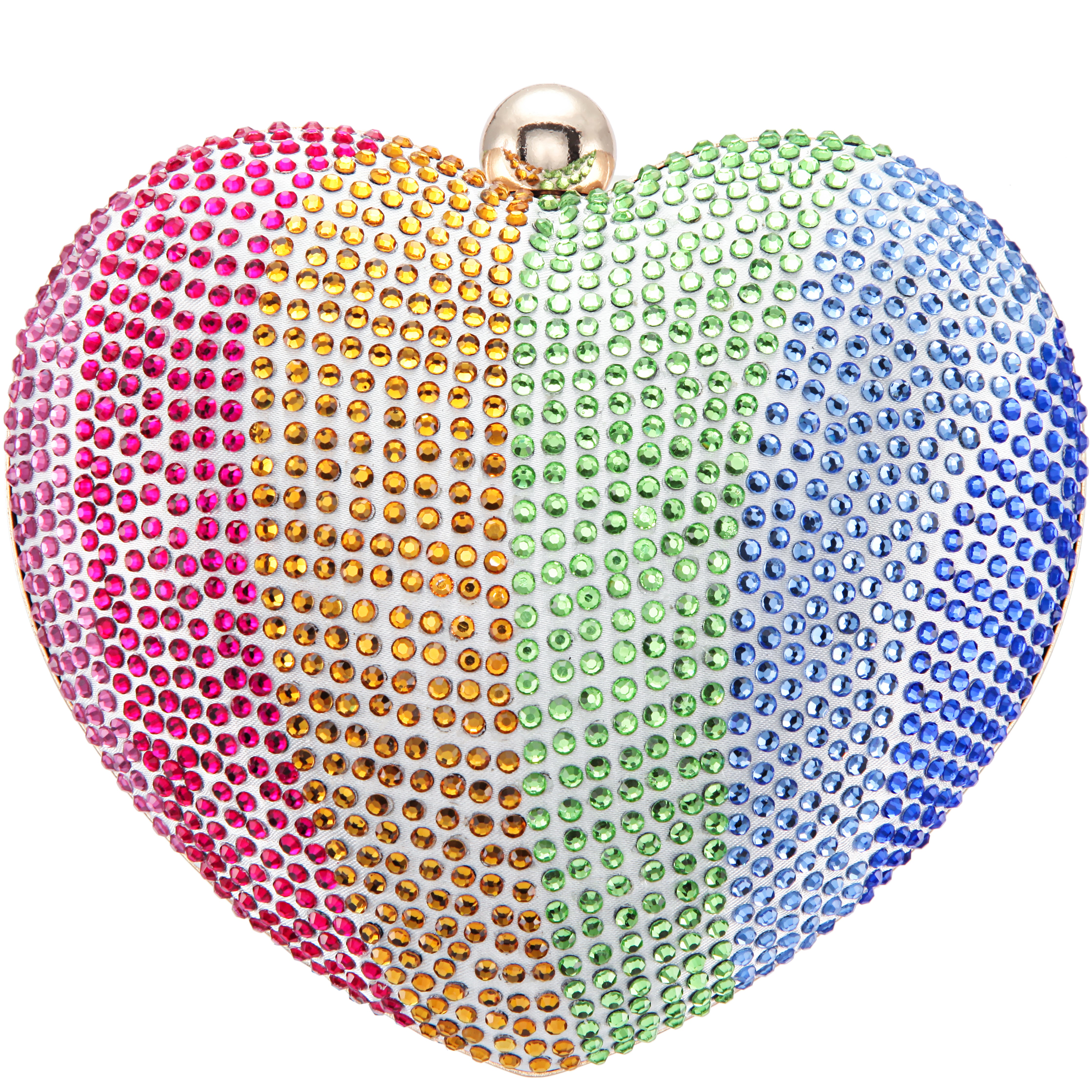 Womens Amorie Rainbow Crystal Heart-Shaped Minaudiere | Nina Shoes