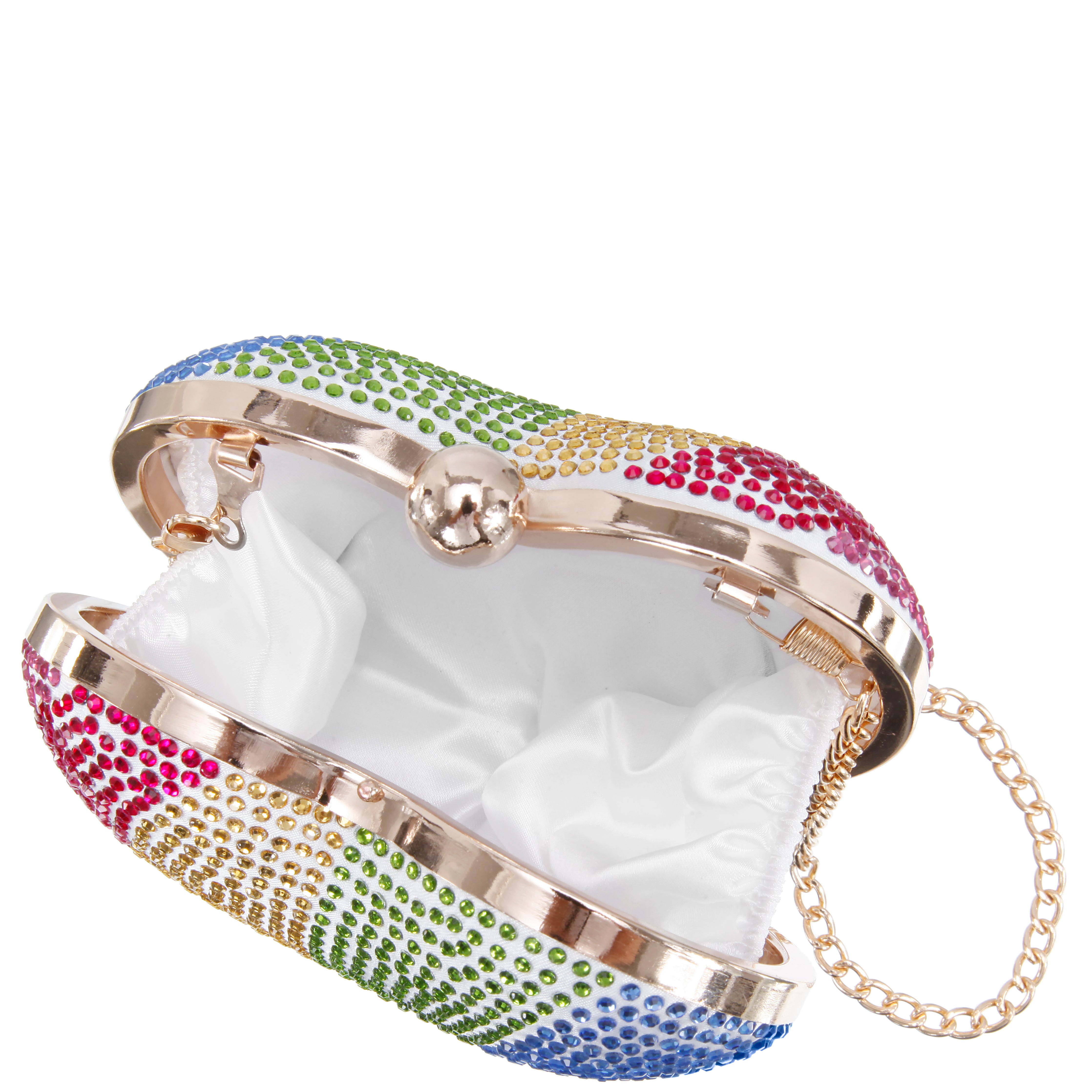 Womens Amorie Rainbow Crystal Heart-Shaped Minaudiere | Nina Shoes