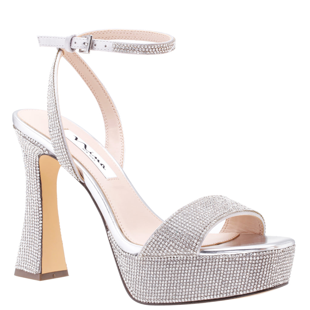 Womens Silver schuh Selina Embellished Sandal High Heels | schuh
