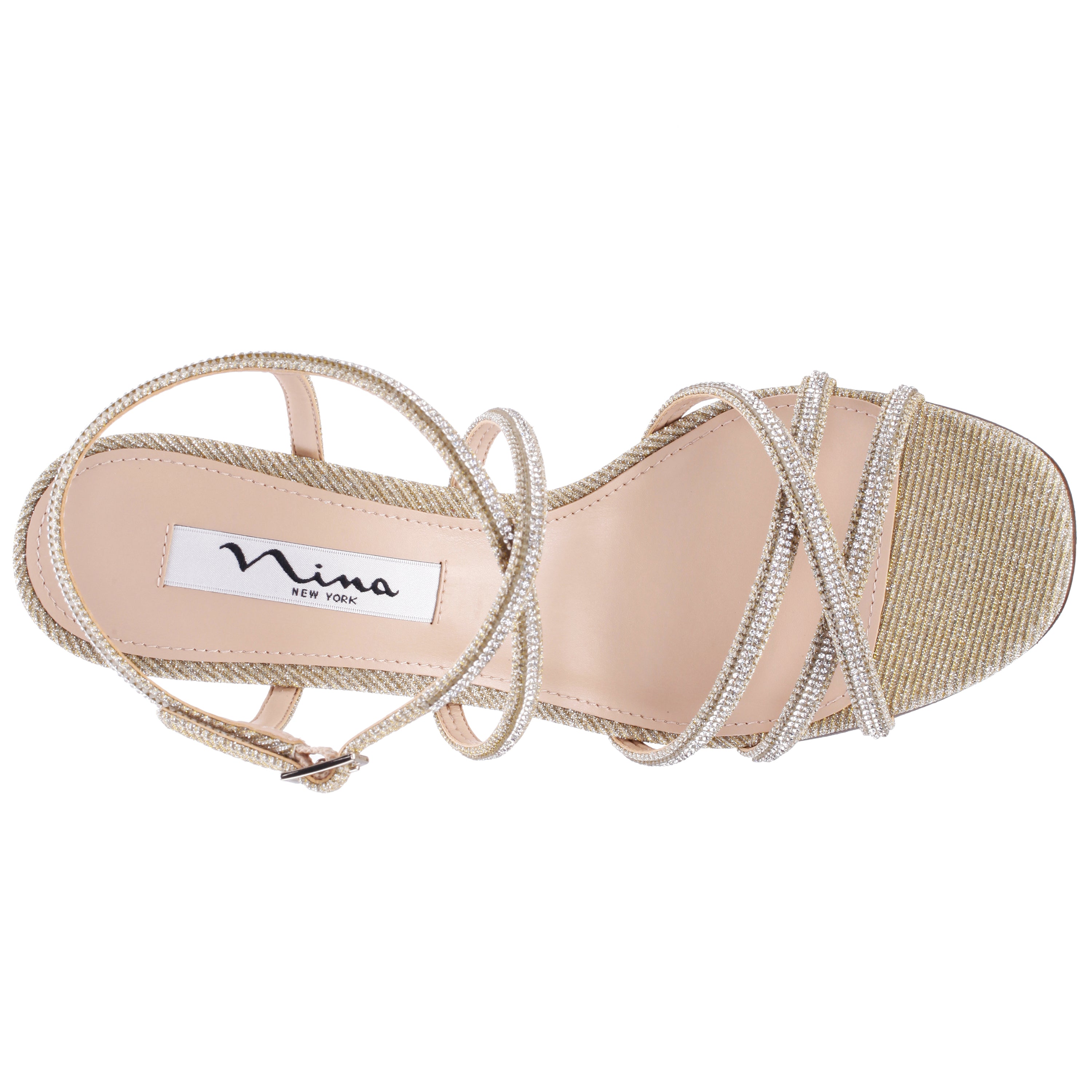 Womens Anna Platino Metallic Mid-Heel Sandals | Nina Shoes