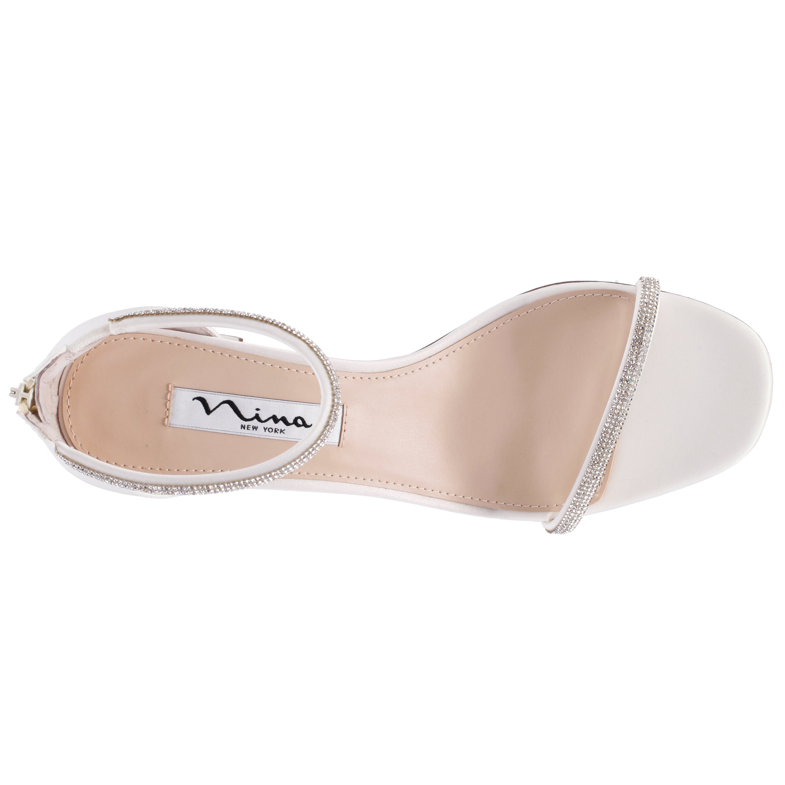 Womens Barby White Satin Block-Heel Sandals | Nina Shoes