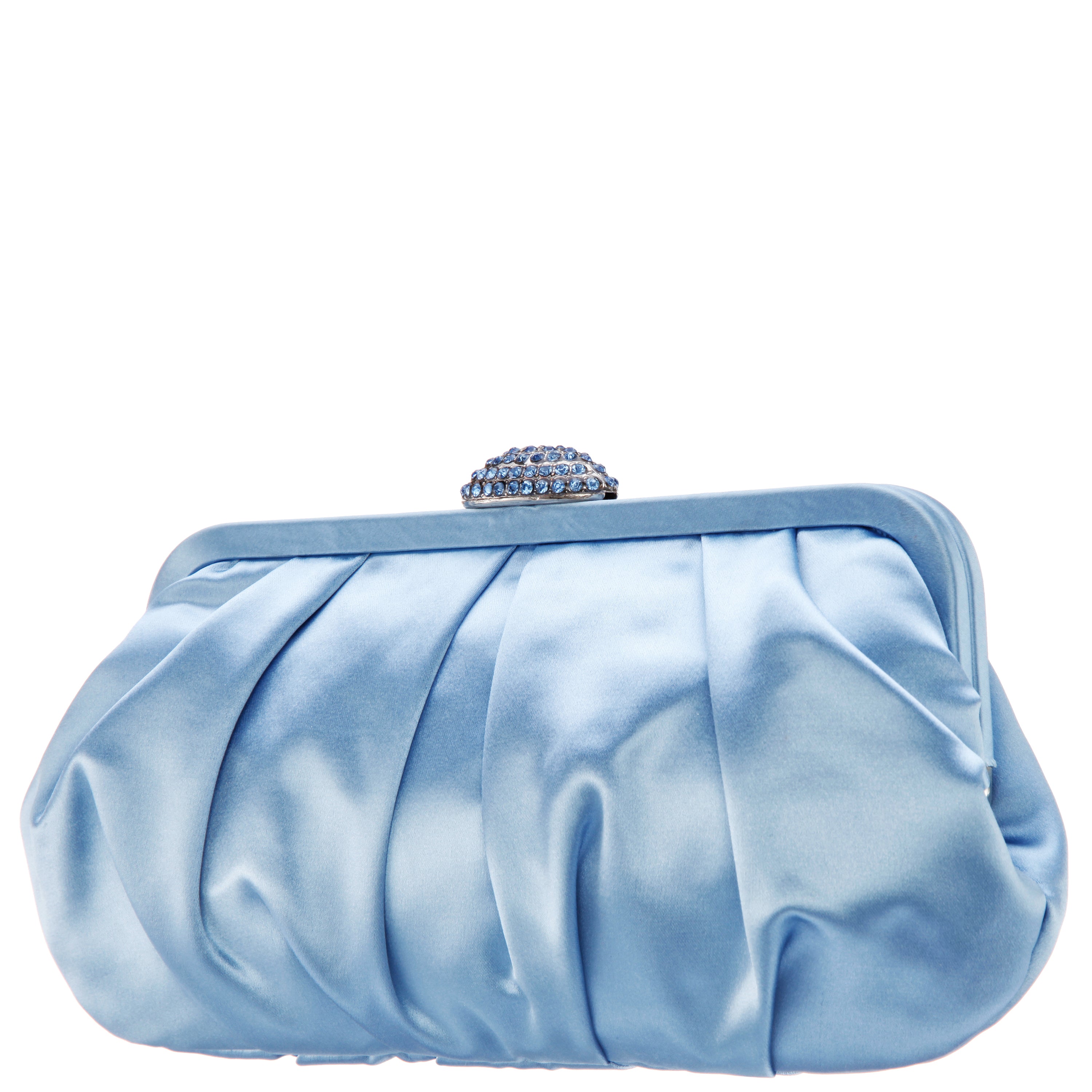 Womens Concord Blue Pleated Frame Clutch With Crystal Clasp | Nina
