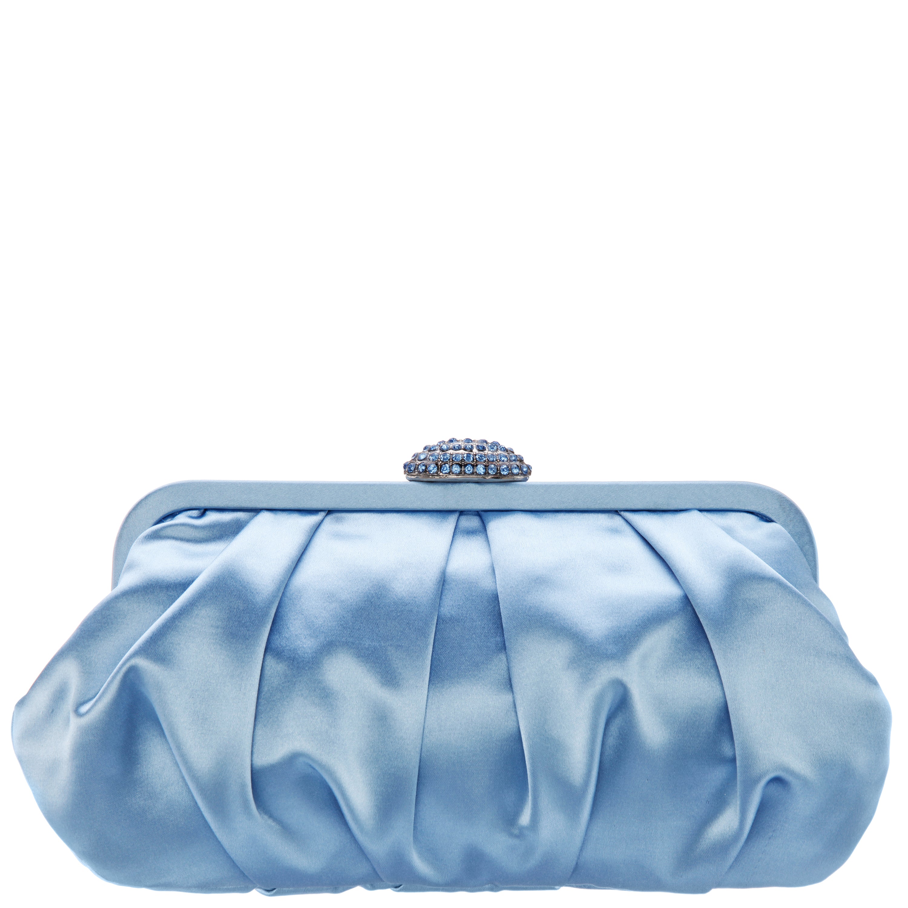 Womens Concord Blue Pleated Frame Clutch With Crystal Clasp | Nina