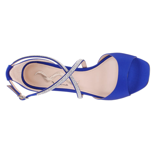 Womens Dorean Electric Blue Satin Dressy Sandal