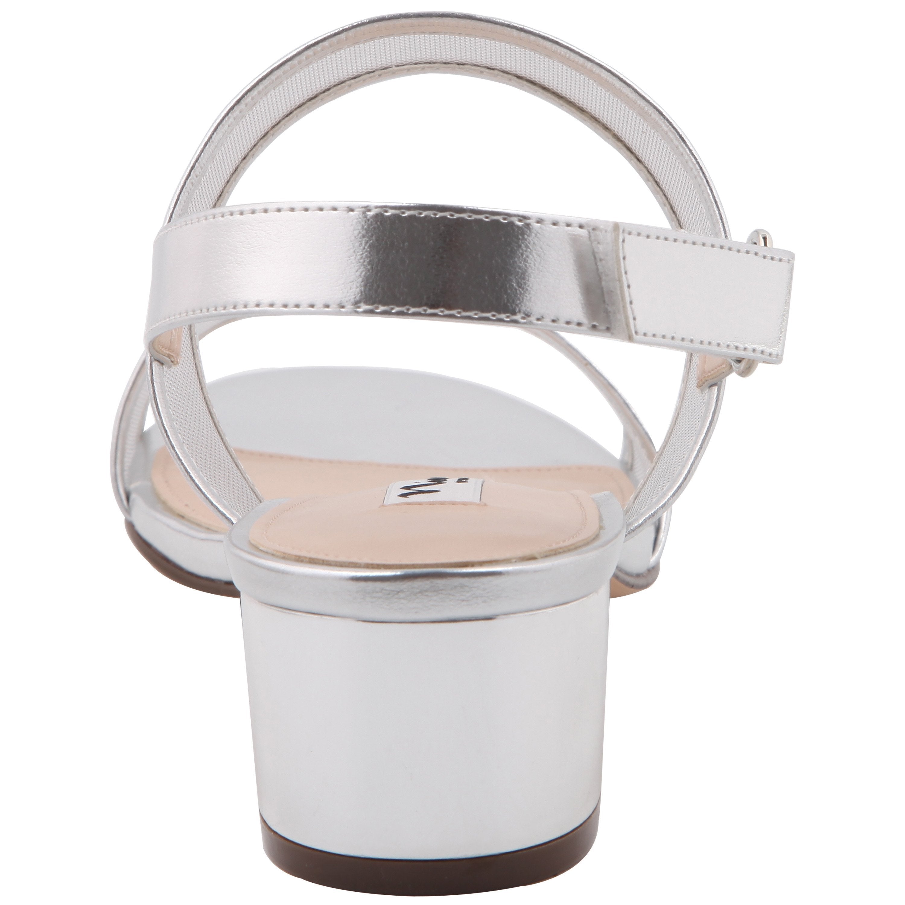 Womens Ganice Silver Metallic Foil with Mesh Block-Heel Hook