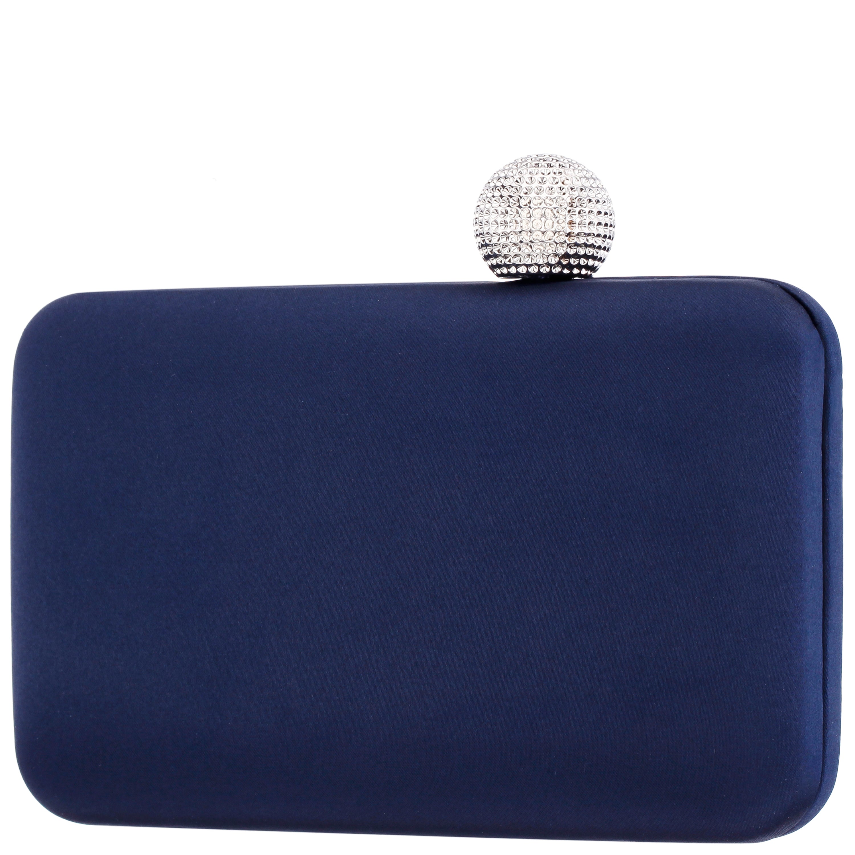 Womens Kimberly Blue Satin Minaudiere With Crystal Clasp | Nina Shoes
