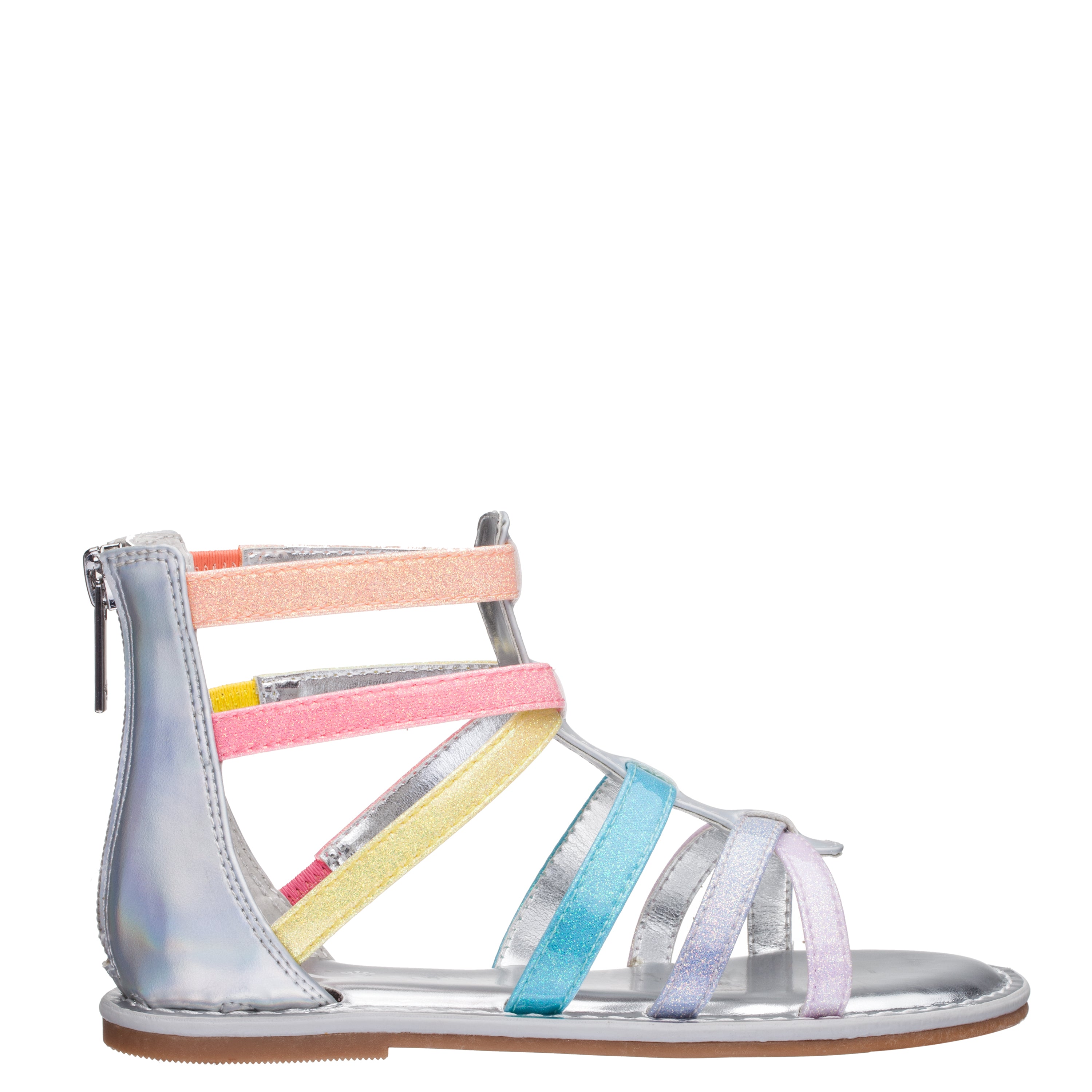 Girls Krisalyn Multi Colored Zip Back Glitter Sandals Nina Shoes
