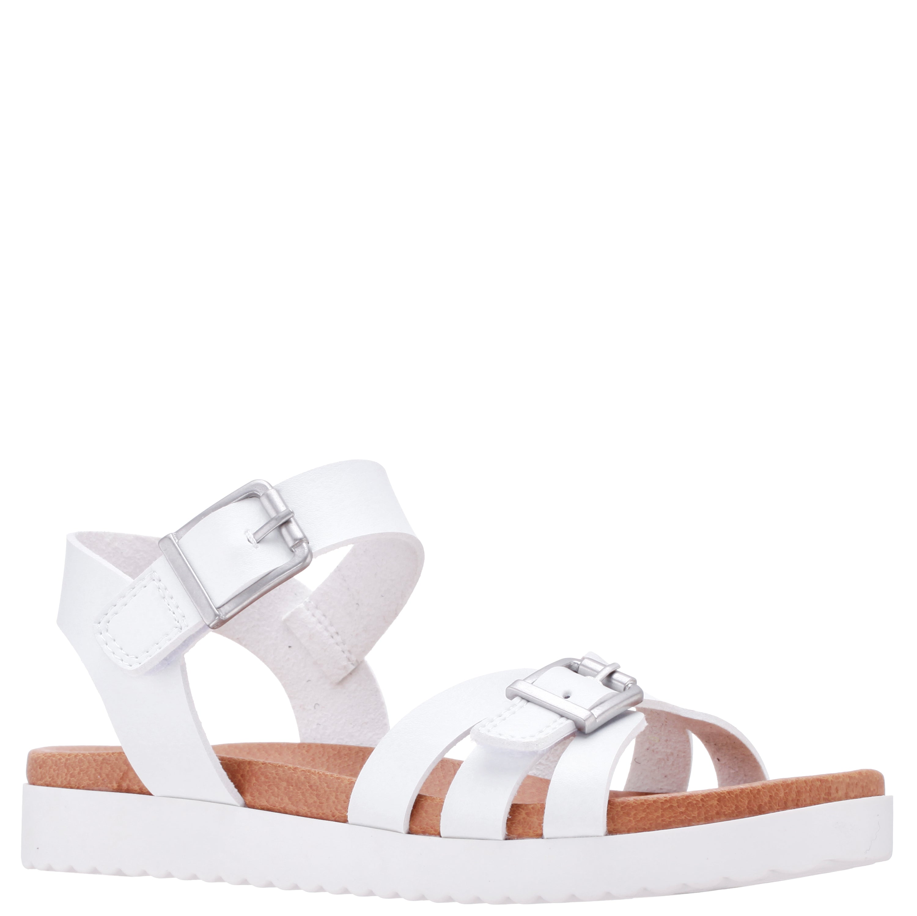 NinaホワイトXS Womens Nigella White Satin Block-Heel Sandals with Ankle-Strap