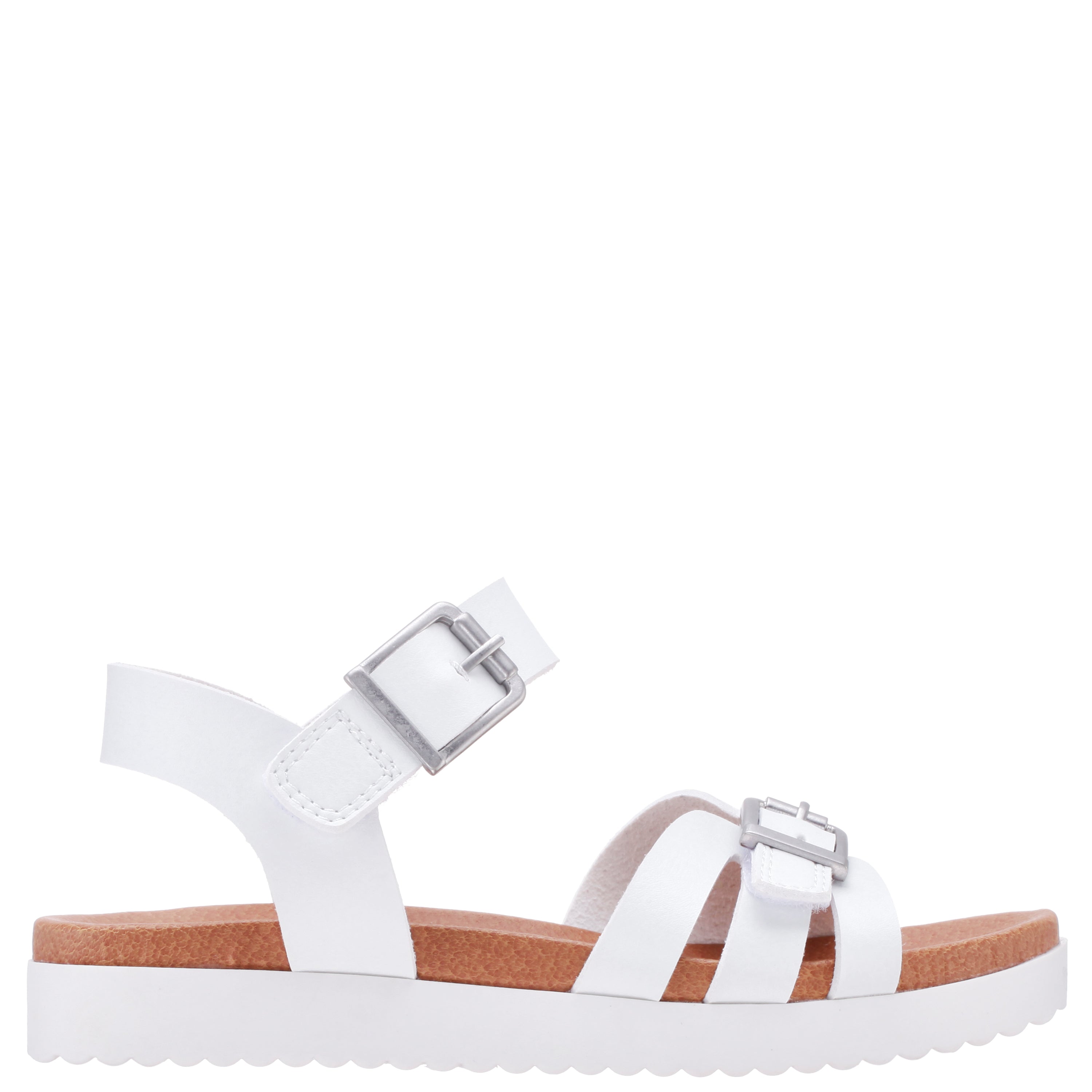 Girls Lacey White Adjustable Strap Sandals | Nina Shoes