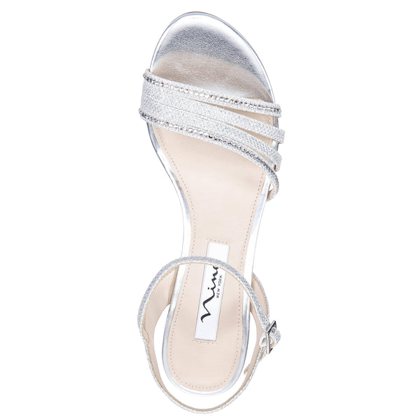 Womens Nelena Silver Textured Metallic Low-heel Dress Sandal