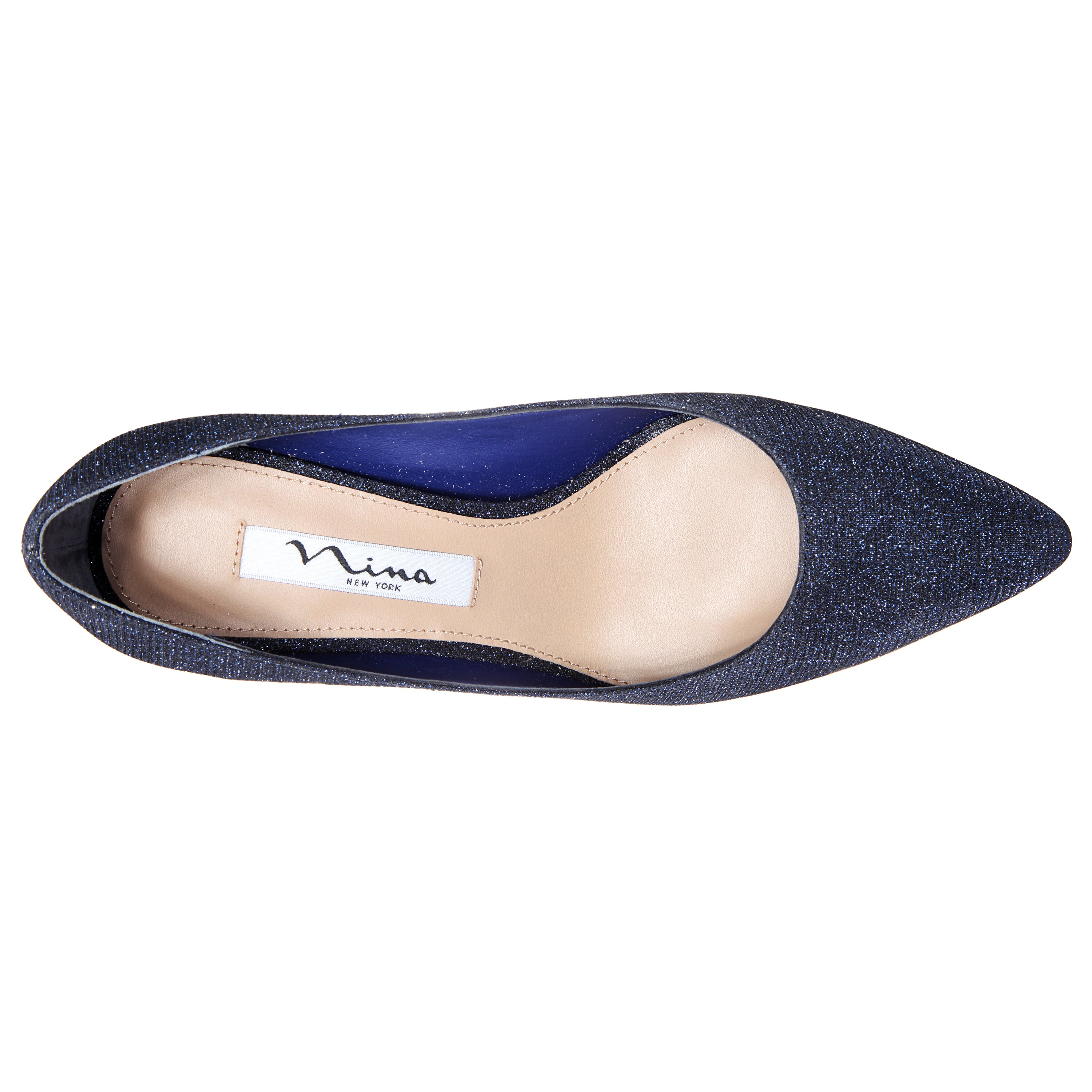 Womens Nina60 Navy Metallic Textured Mid-Heel Classic Pump | Nina