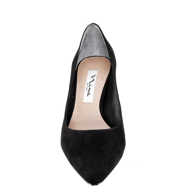 Womens Nina60 True Black Suedette Mid-heel Classic Pump | Nina Shoes