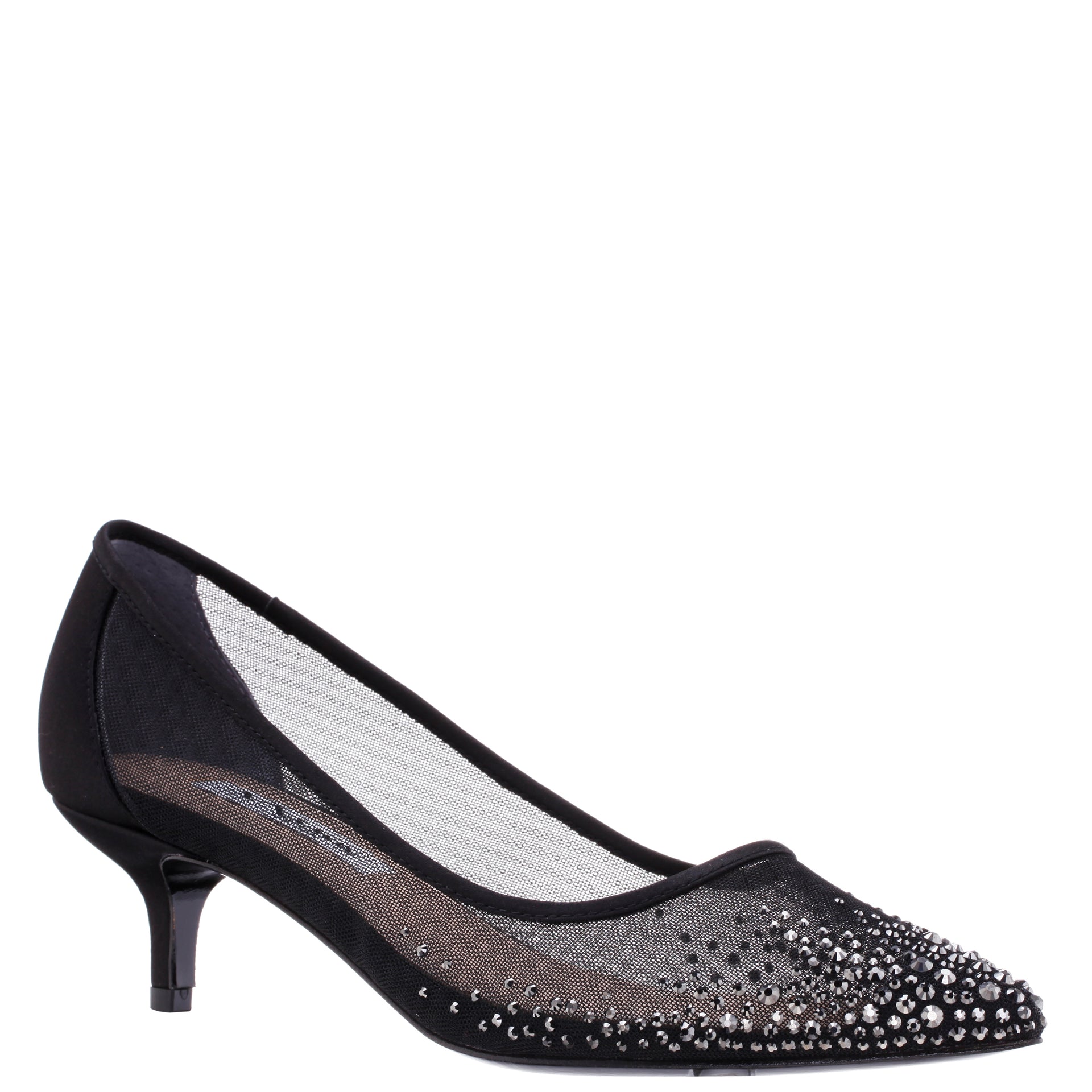 Nina Womens Sofie Rhinestone Pointed Toe Kitten Heel Pumps Black 8.5 Dress