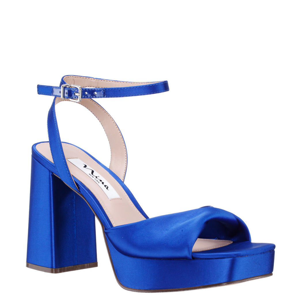 Nine Blue Asymmetric Block Heel Sandals, China Blue, £58.00