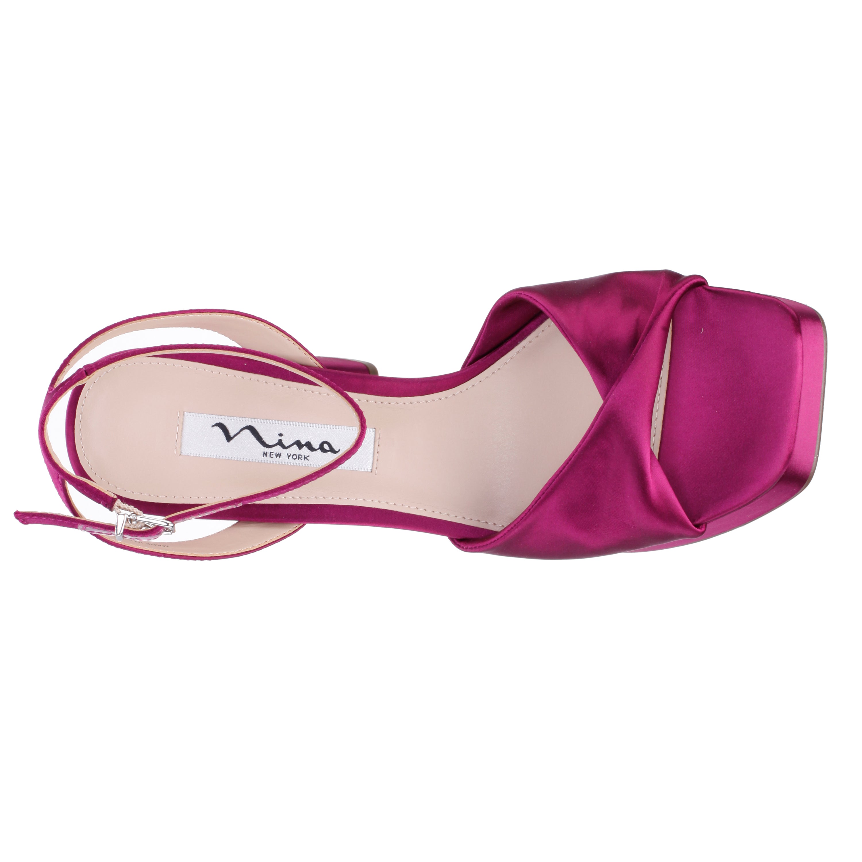 Womens Stacie Red Satin Block-Heel Platform Sandals with Twist