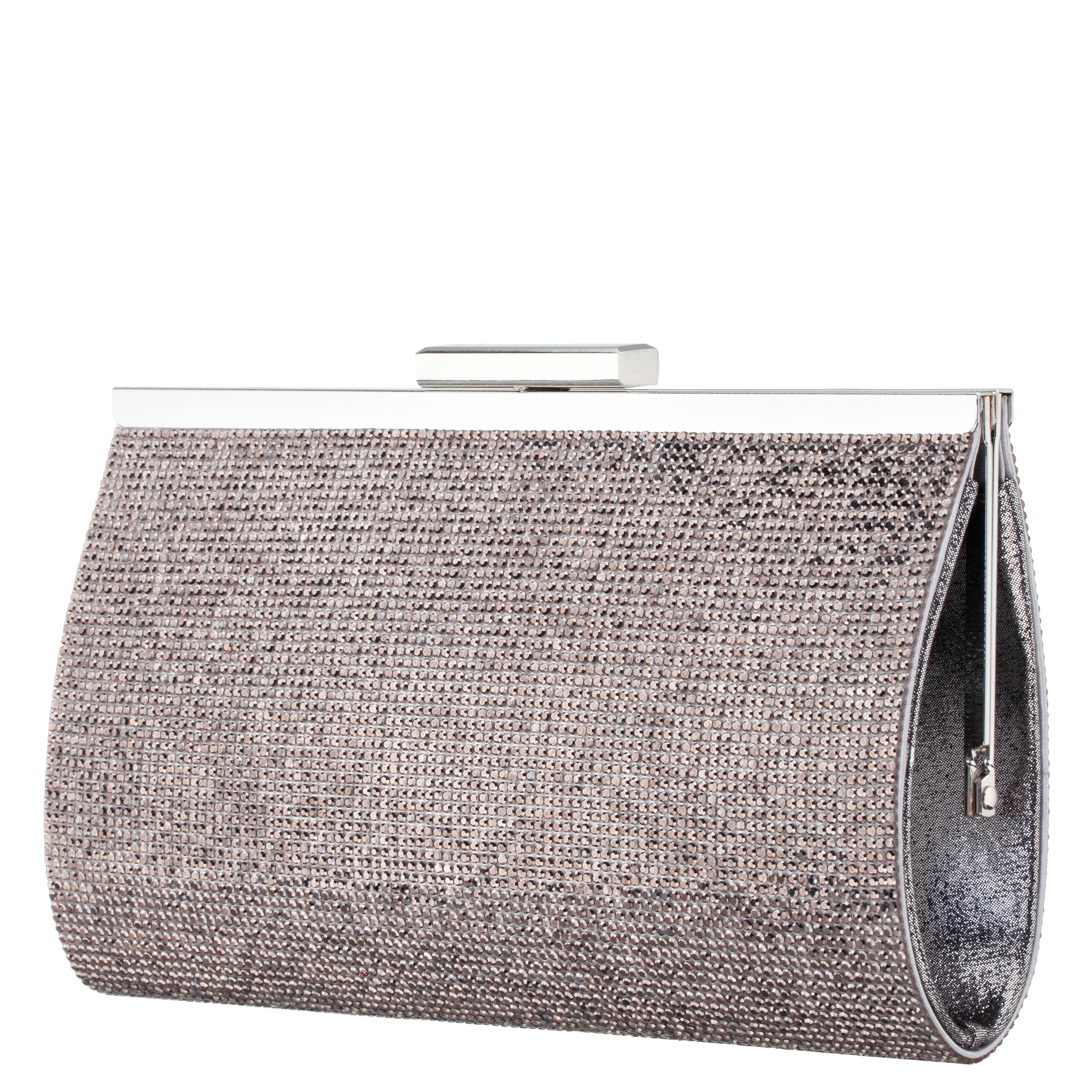 Womens Winslet Grey Crystal Frame Clutch | Nina Shoes